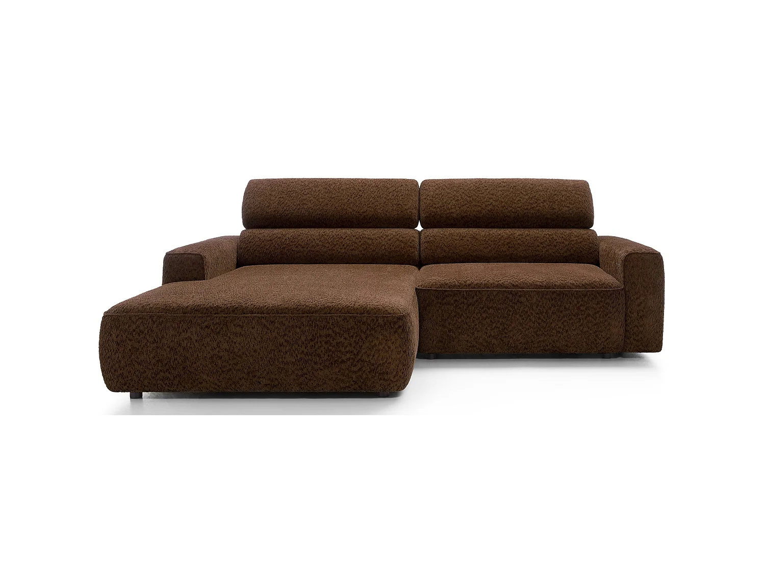 Canapé d’angle avec assise électrique – angle gauche – Marron – Chenille – FANDO