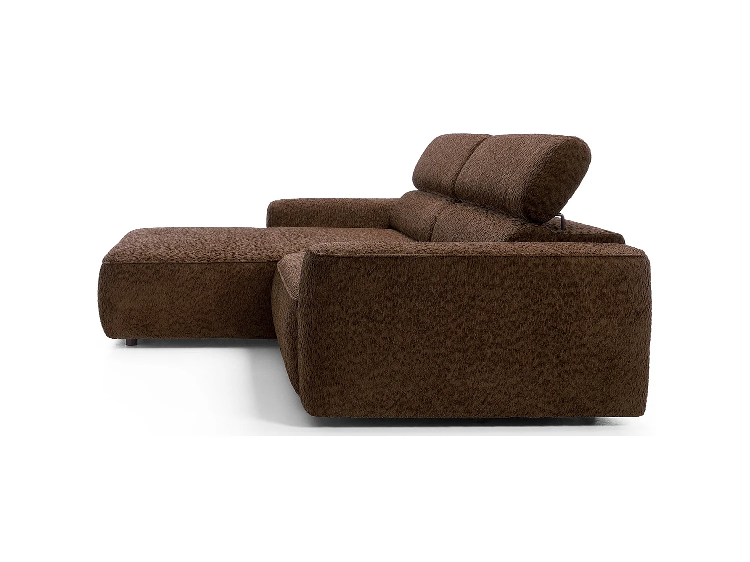 Canapé d’angle avec assise électrique – angle gauche – Marron – Chenille – FANDO
