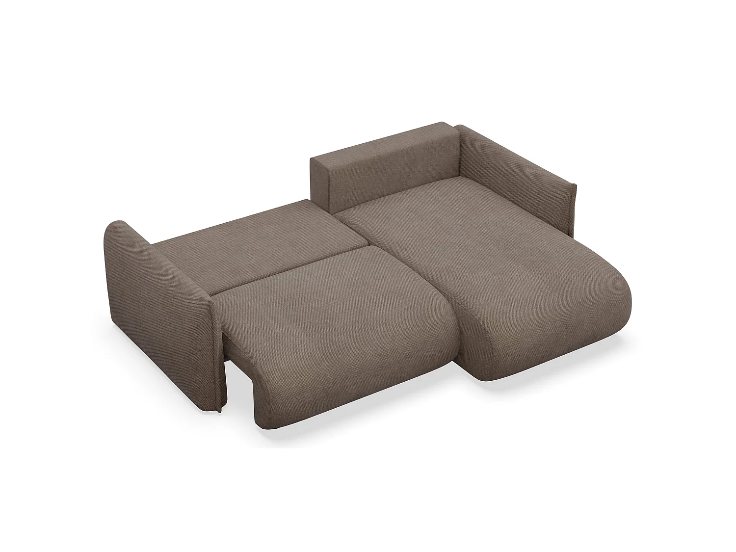 Canapé d'angle convertible – Angle à droite – chenille marron clair – CUSHI