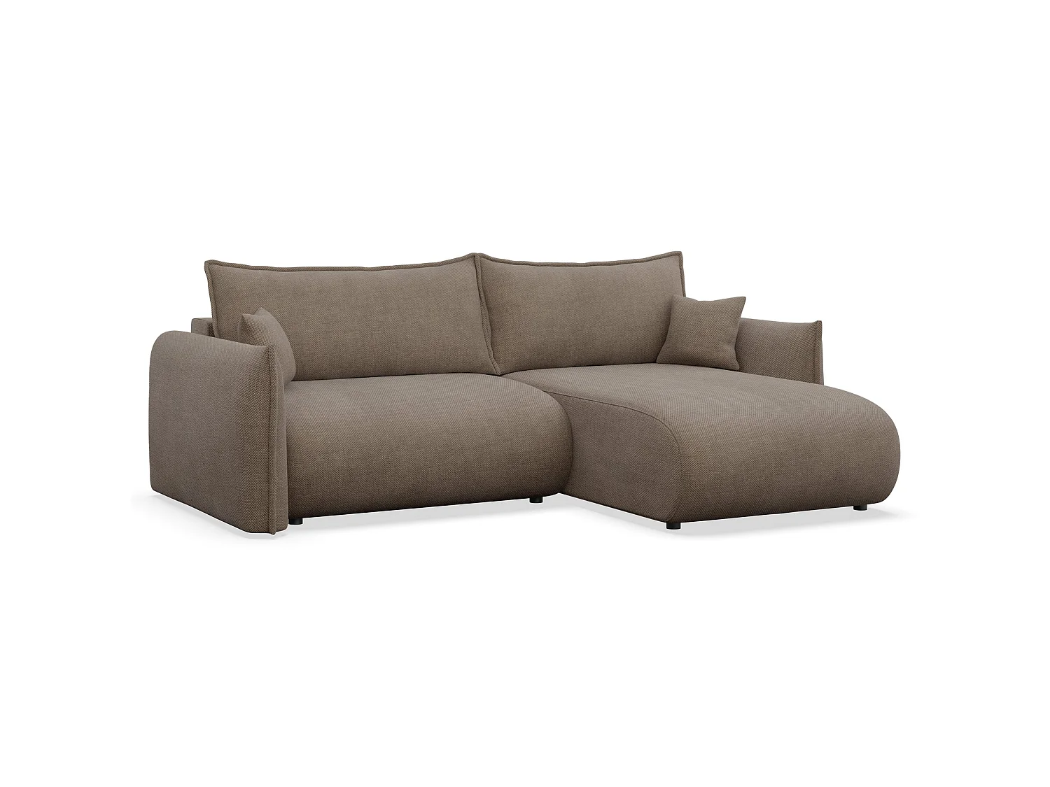 Canapé d'angle convertible – Angle à droite – chenille marron clair – CUSHI