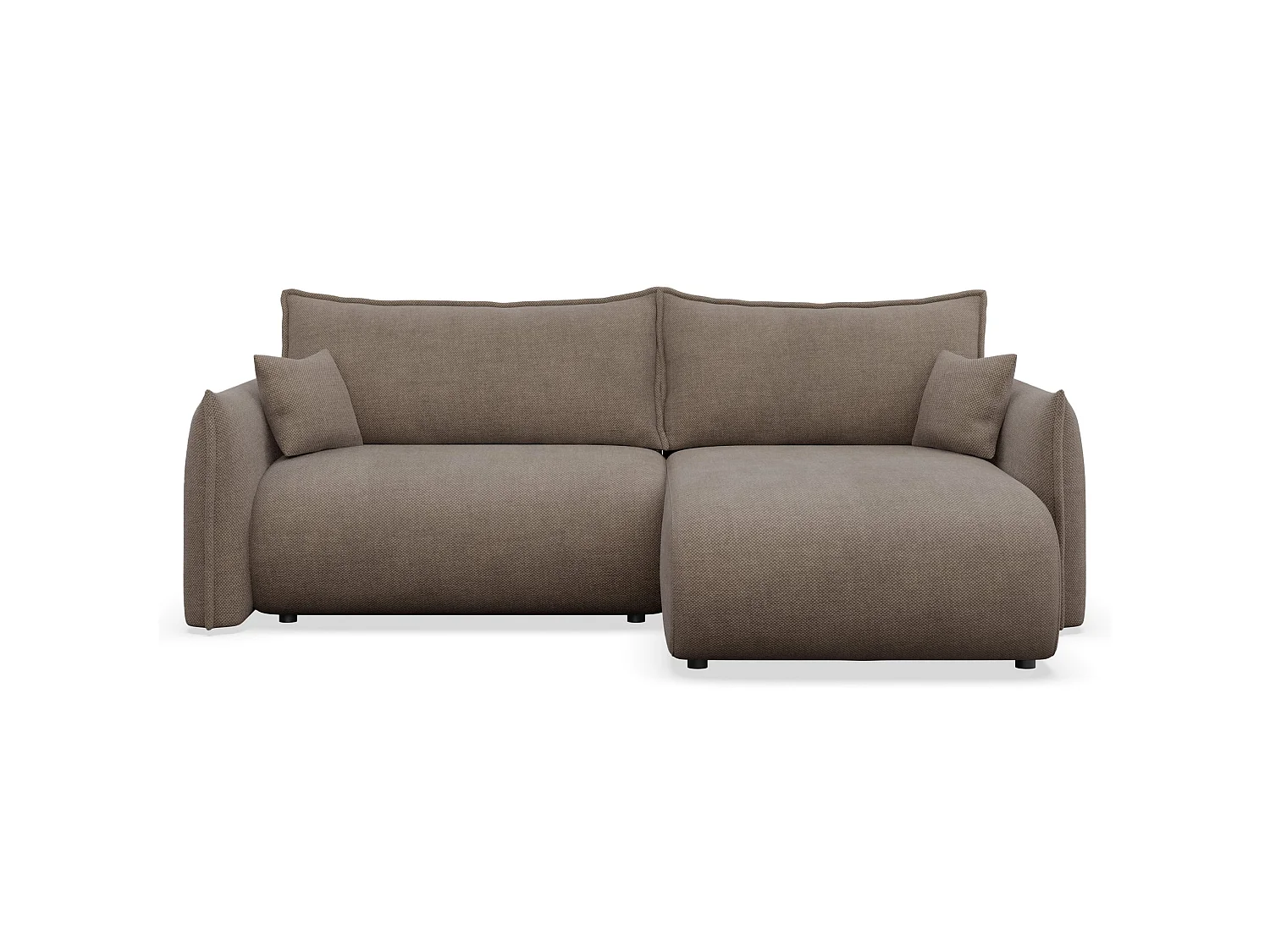 Canapé d'angle convertible – Angle à droite – chenille marron clair – CUSHI