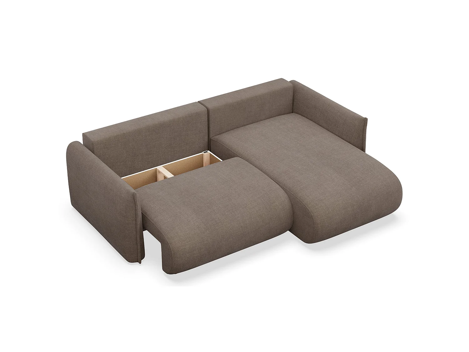 Canapé d'angle convertible – Angle à droite – chenille marron clair – CUSHI