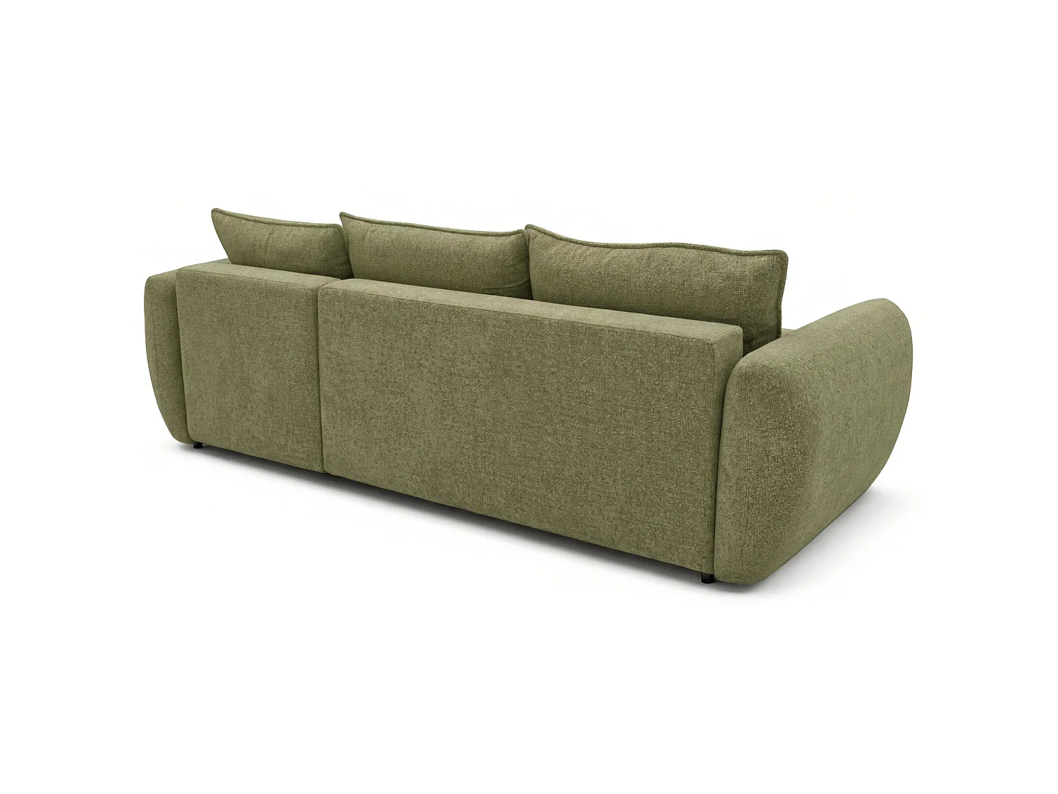 Canapé d'angle convertible en L - chenille olive - avec deux coffres - ZORDO droitier
