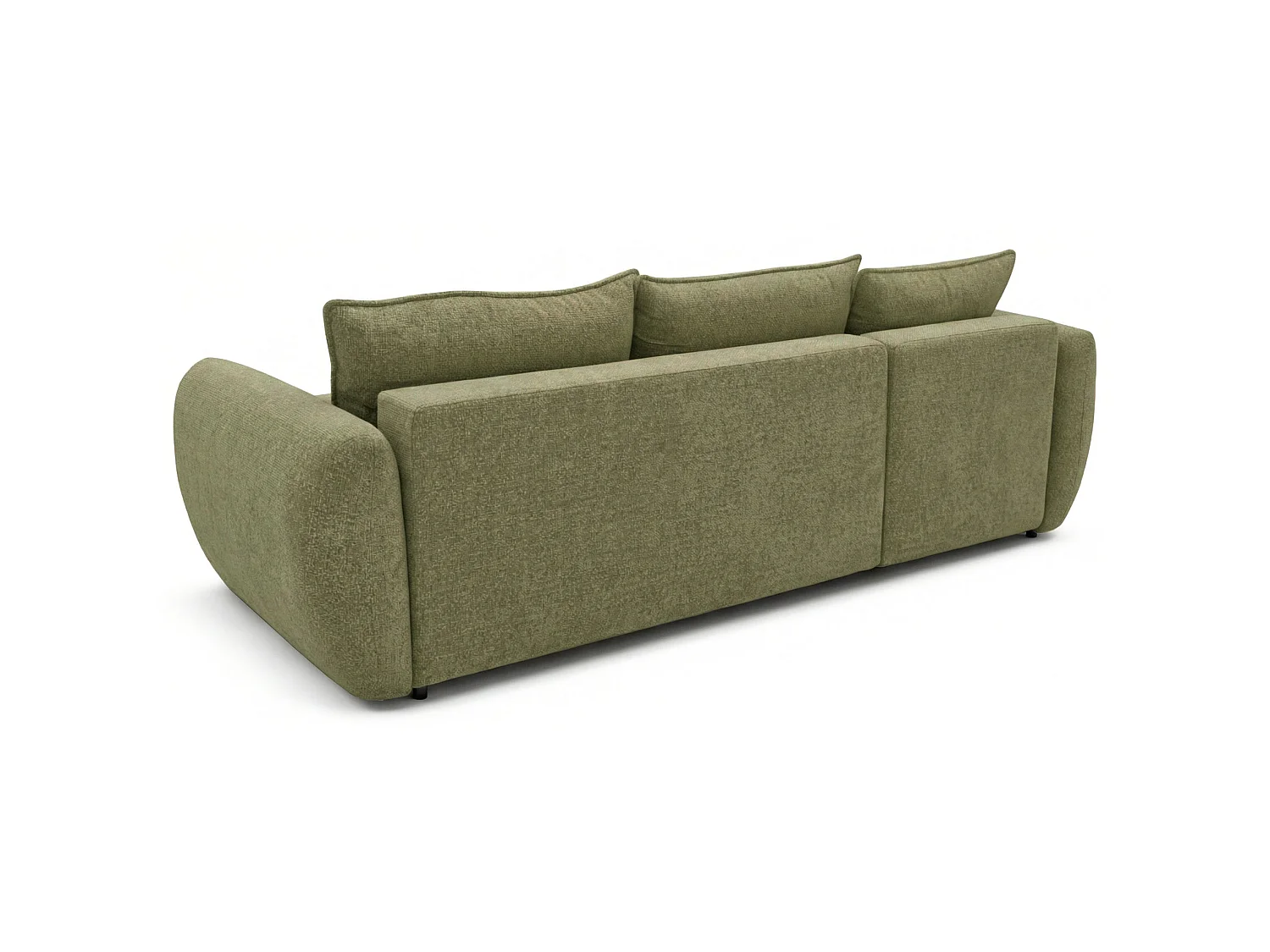 Canapé d'angle convertible en L - chenille olive - avec deux coffres - ZORDO gaucher