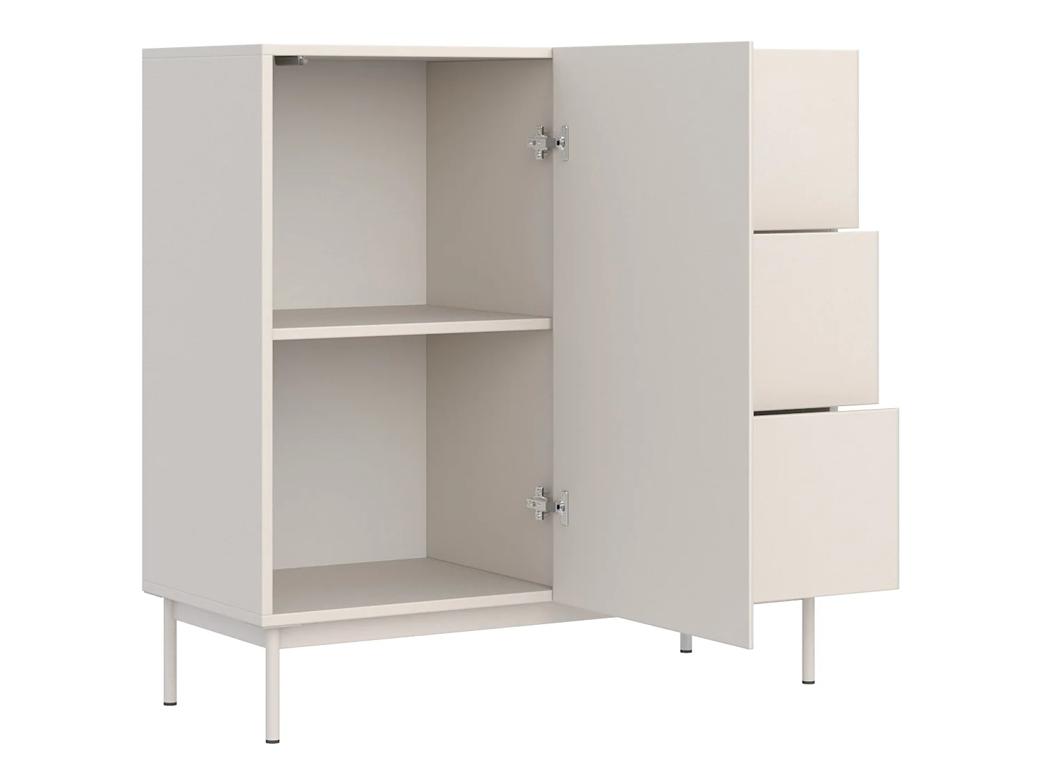 Buffet avec 1 porte et 3 tiroirs - 100 cm - cachemire - OLIO