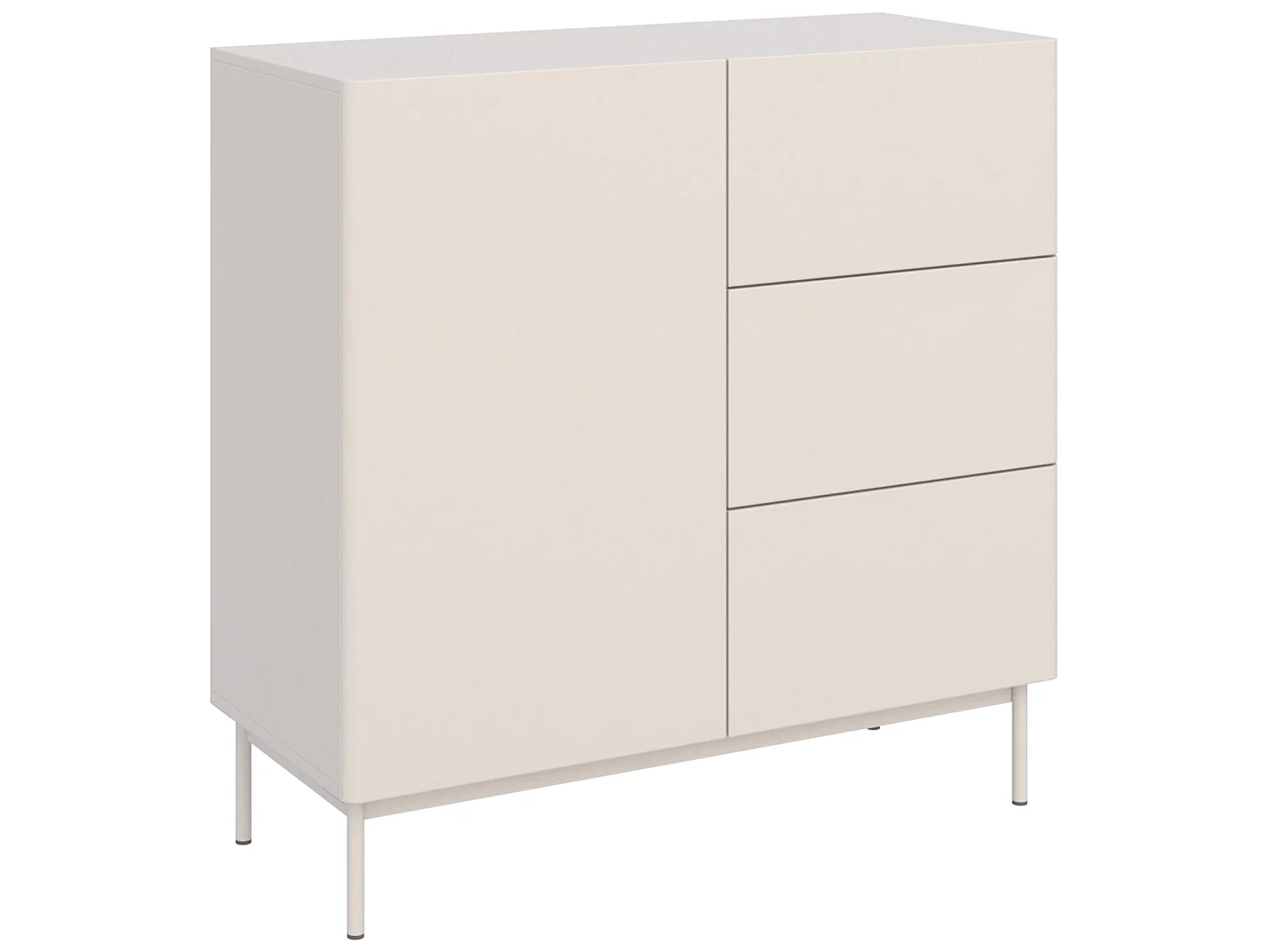 Buffet avec 1 porte et 3 tiroirs - 100 cm - cachemire - OLIO
