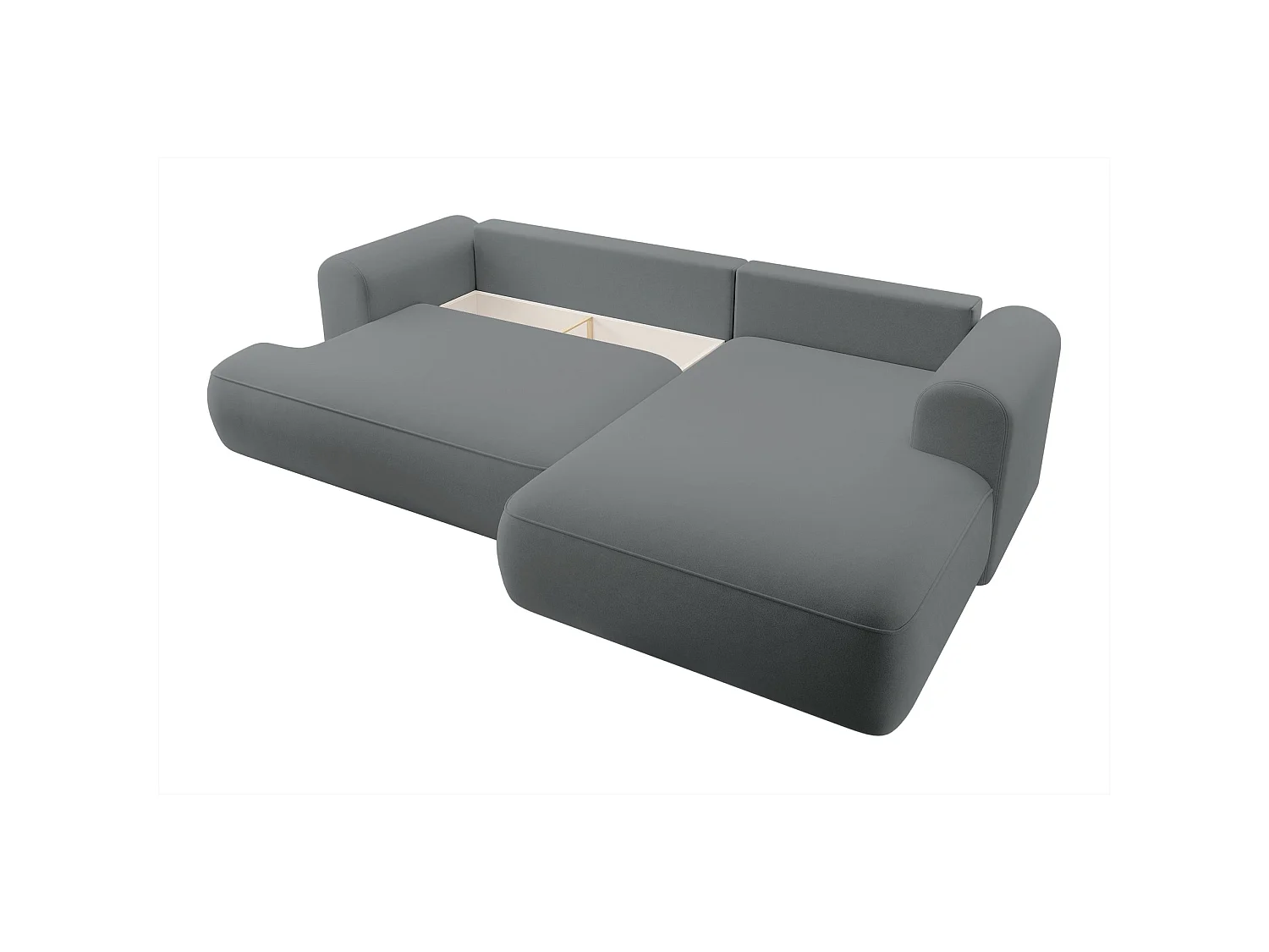 Canapé d’angle avec fonction couchage – angle droit – Gris foncé – Velours – OVO