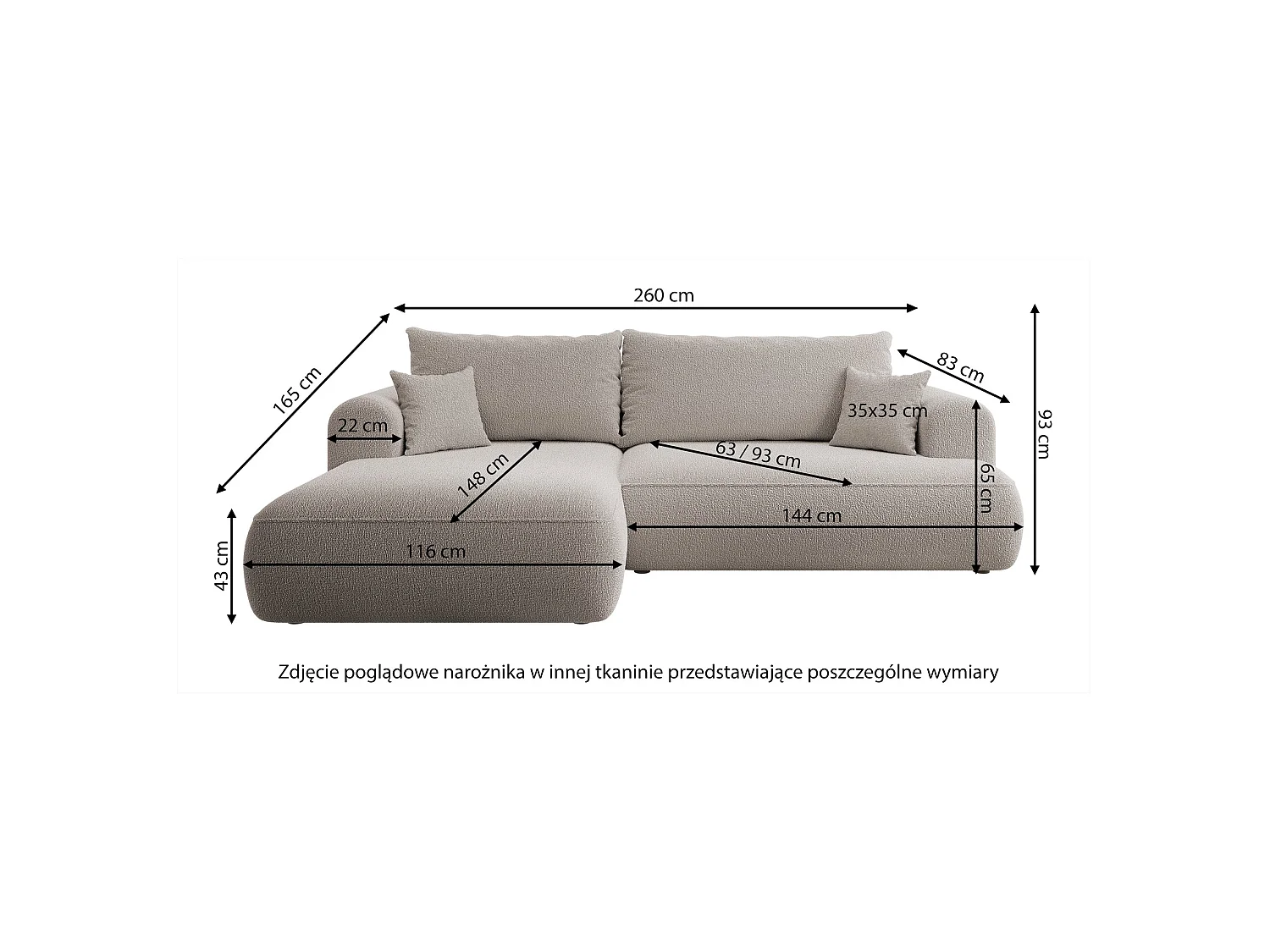 Canapé d’angle avec fonction couchage – angle droit – Gris foncé – Velours – OVO