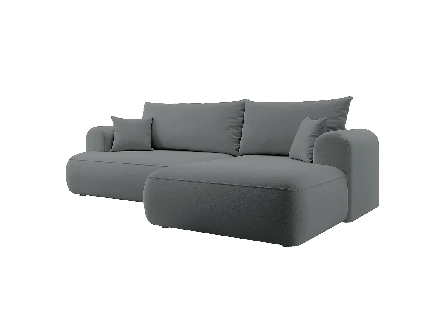 Canapé d’angle avec fonction couchage – angle droit – Gris foncé – Velours – OVO