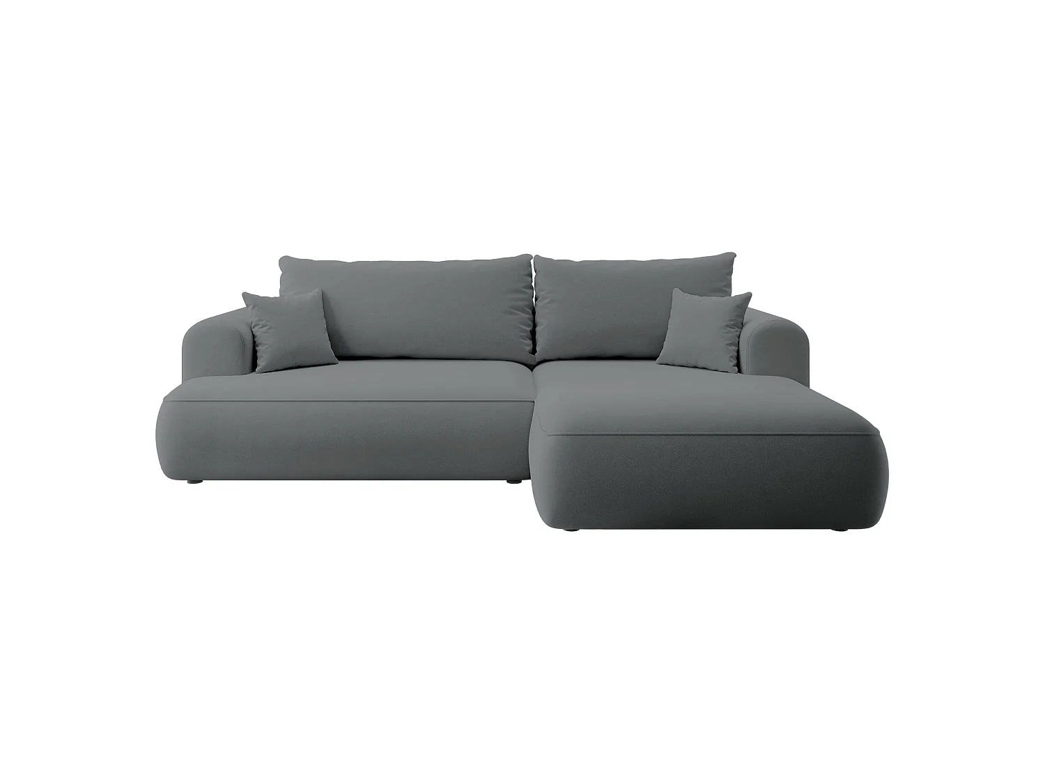 Canapé d’angle avec fonction couchage – angle droit – Gris foncé – Velours – OVO