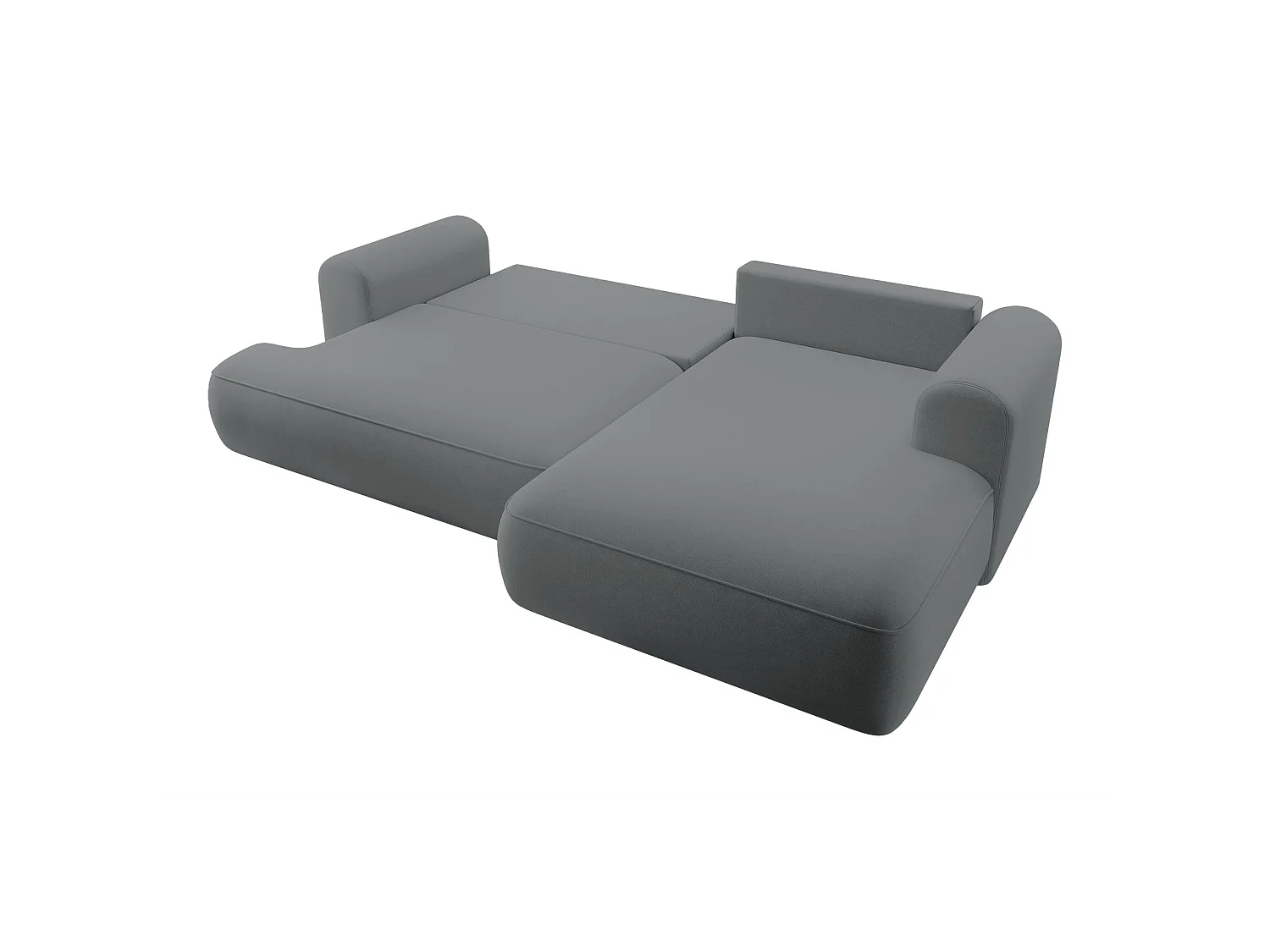 Canapé d’angle avec fonction couchage – angle droit – Gris foncé – Velours – OVO