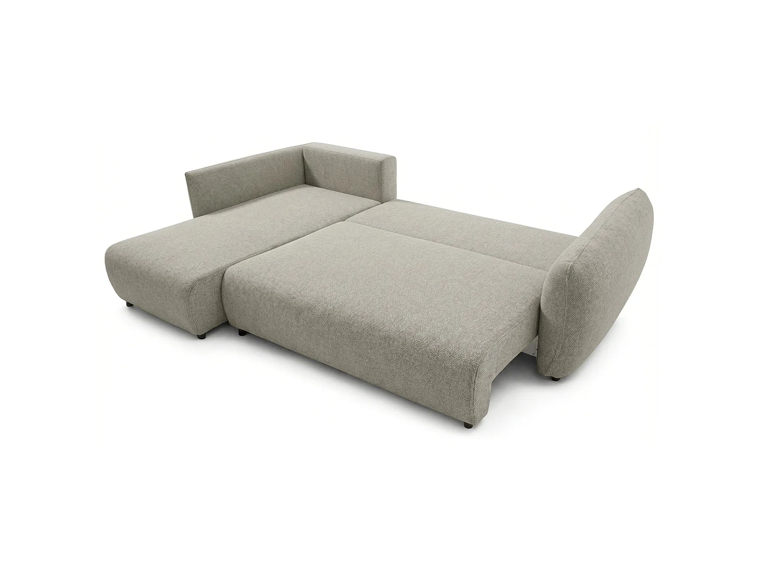 Canapé d'angle convertible en L - chenille beige gris - avec deux coffres - ZORDO gaucher