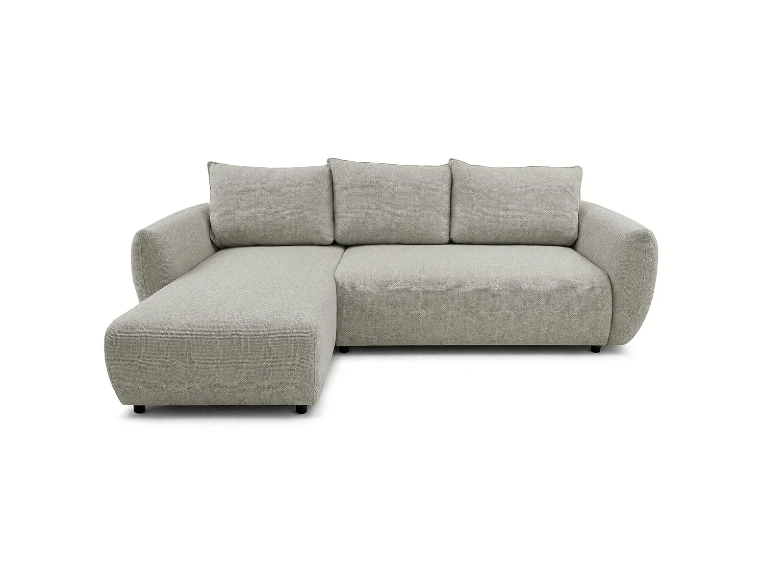 Canapé d'angle convertible en L - chenille beige gris - avec deux coffres - ZORDO gaucher
