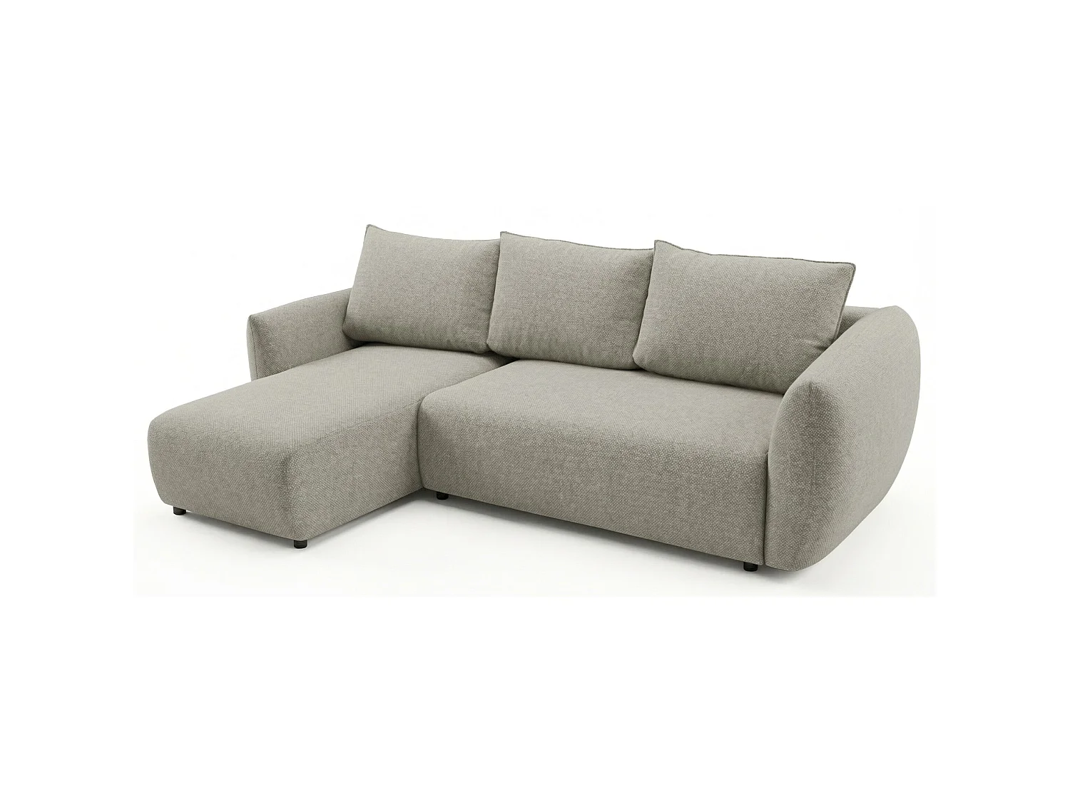 Canapé d'angle convertible en L - chenille beige gris - avec deux coffres - ZORDO gaucher