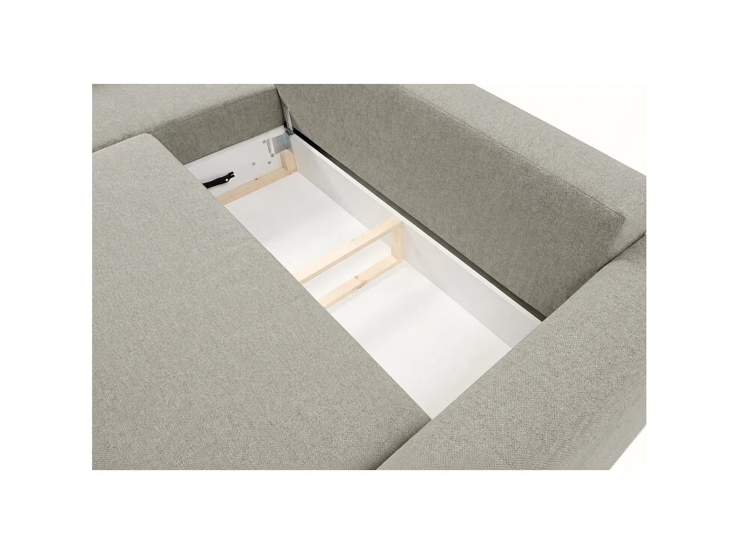 Canapé d'angle convertible en L - chenille beige gris - avec deux coffres - ZORDO gaucher