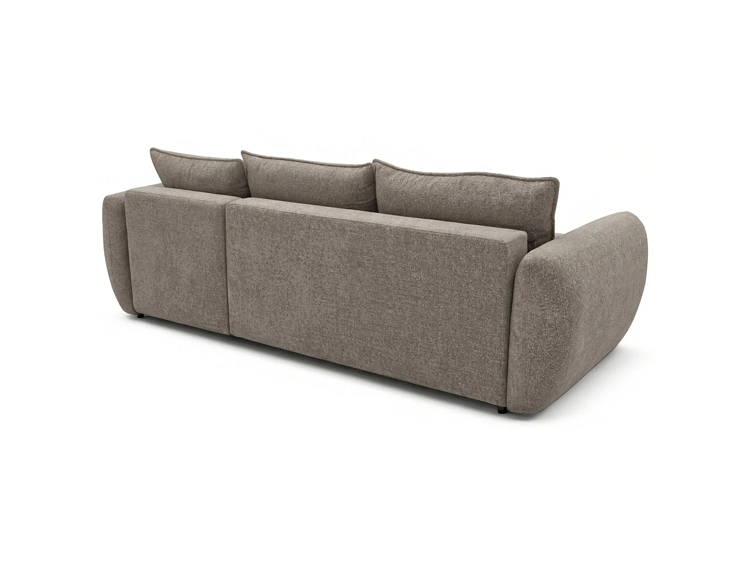Canapé d'angle droit 3 places convertible avec coffre en tissu chenille marron ZORDO