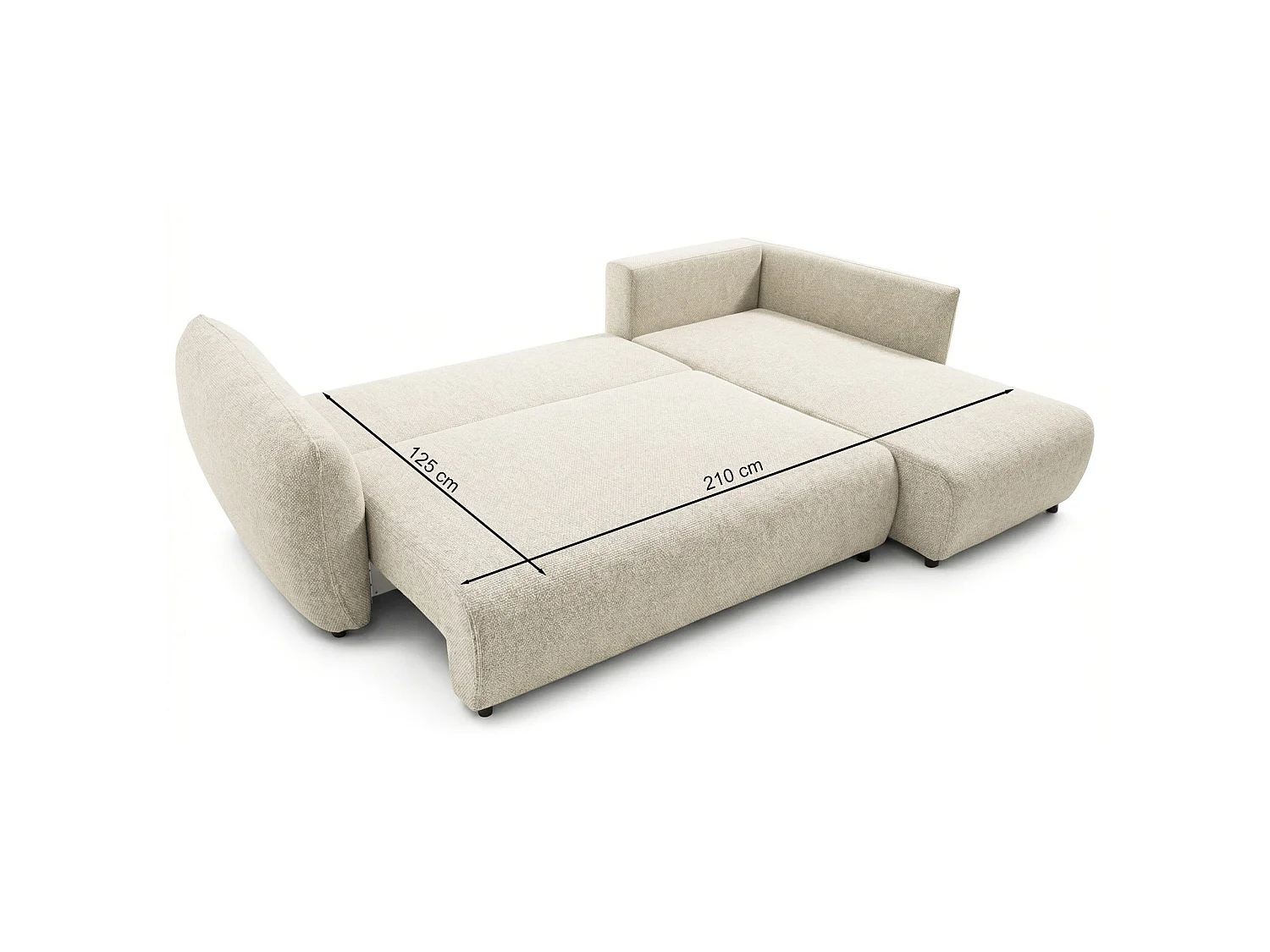 Canapé d'angle droit 3 places convertible avec coffre en tissu chenille marron ZORDO