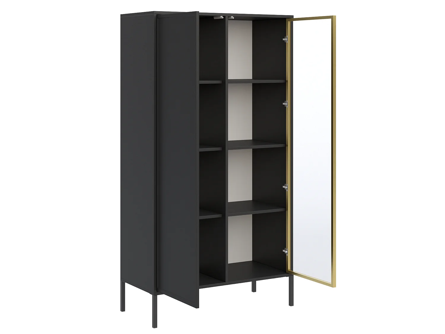 Vitrine zweitürig mit Glasfront – 90 cm – Schwarz – VELVETO