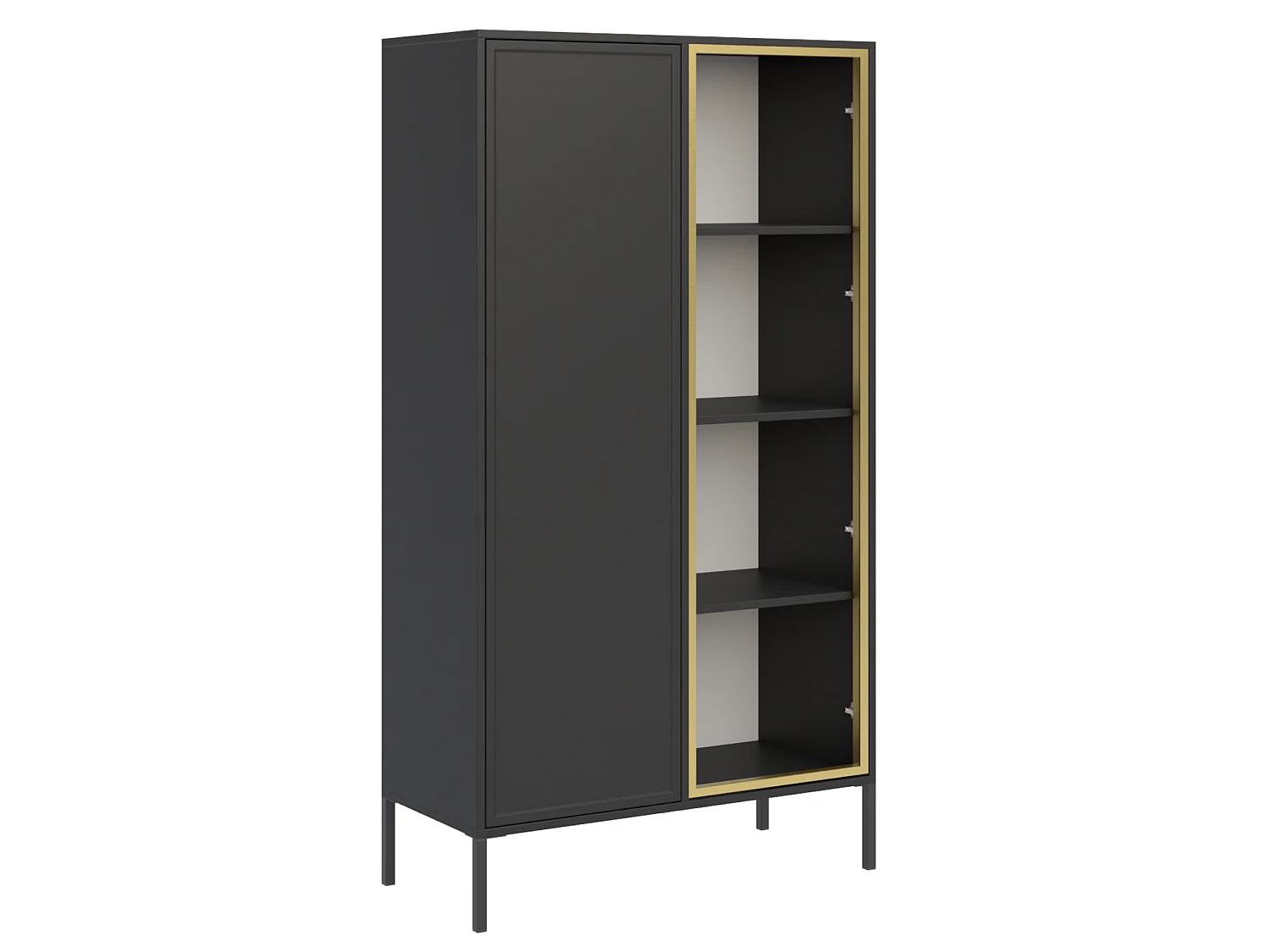 Vitrine zweitürig mit Glasfront – 90 cm – Schwarz – VELVETO