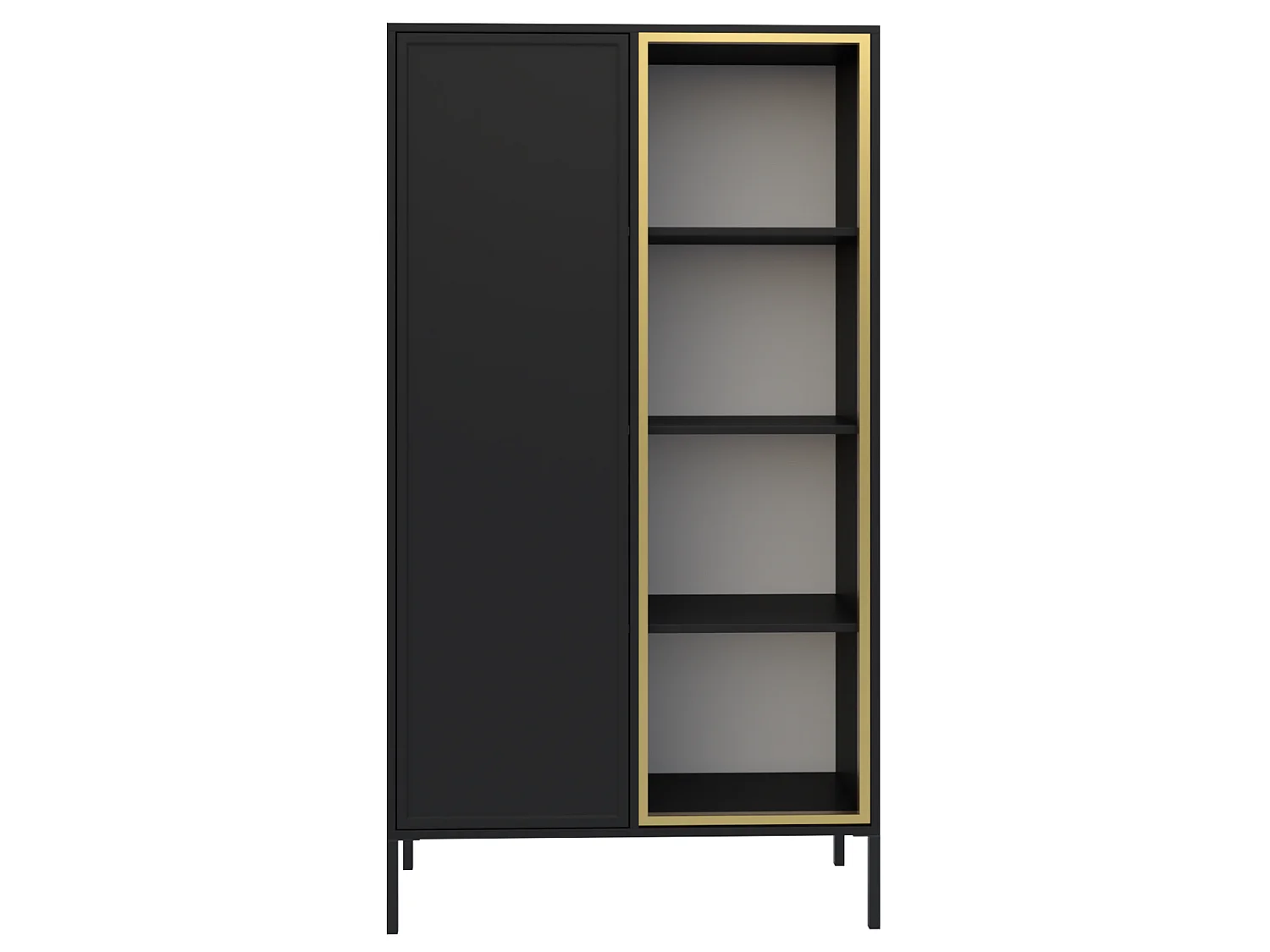 Vitrine zweitürig mit Glasfront – 90 cm – Schwarz – VELVETO