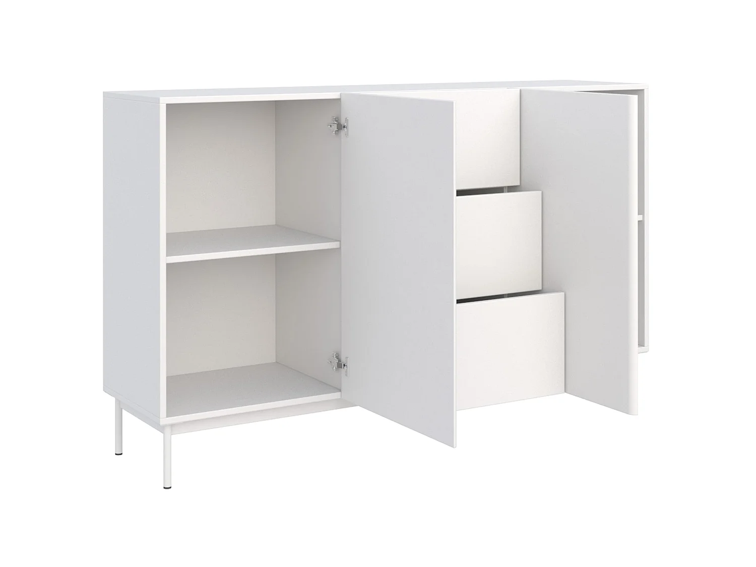 Buffet avec 2 portes et 3 tiroirs - 160 cm - blanc - OLIO