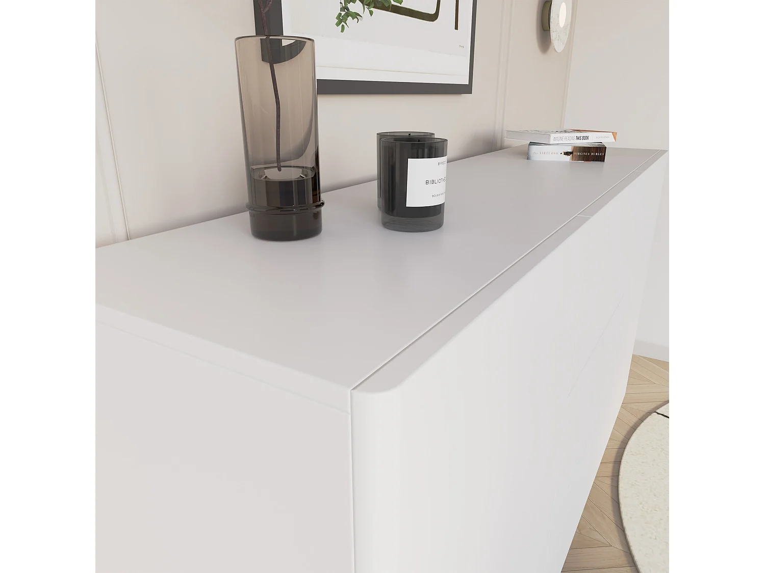 Buffet avec 2 portes et 3 tiroirs - 160 cm - blanc - OLIO