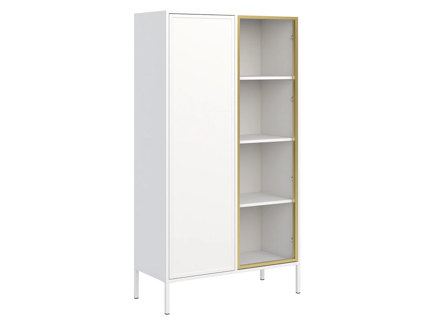 Vitrine zweitürig mit Glasfront – 90 cm – Weiß – VELVETO