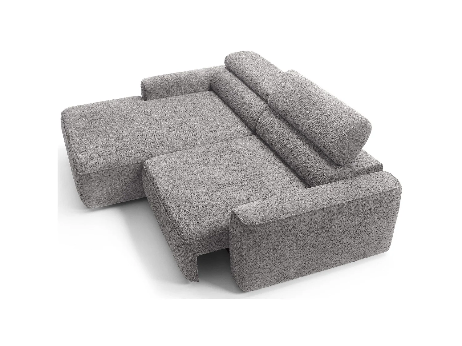 Canapé d’angle avec assise électrique – angle gauche – Gris clair – Chenille – FANDO