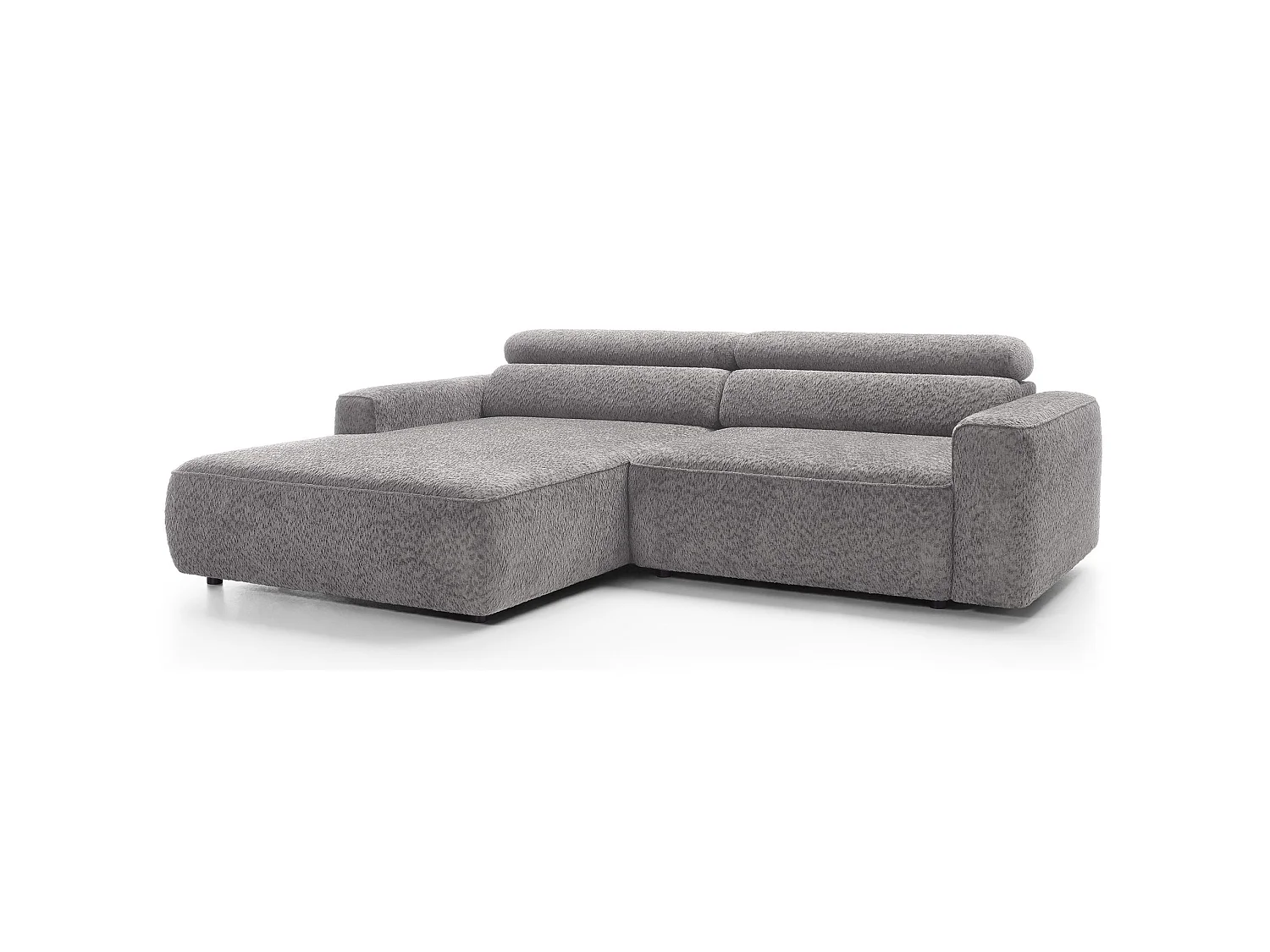 Canapé d’angle avec assise électrique – angle gauche – Gris clair – Chenille – FANDO
