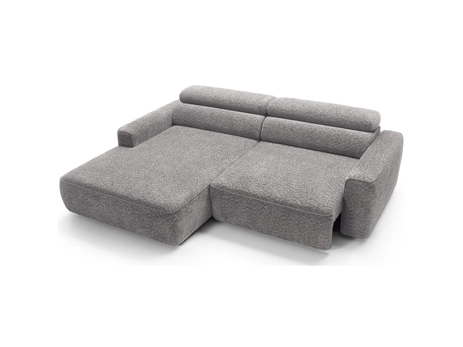Canapé d’angle avec assise électrique – angle gauche – Gris clair – Chenille – FANDO