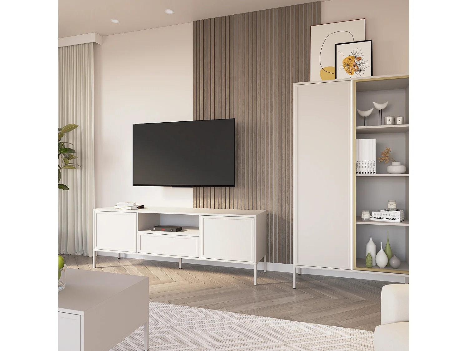 Vitrine zweitürig mit Glasfront – 90 cm – Kaschmir – VELVETO