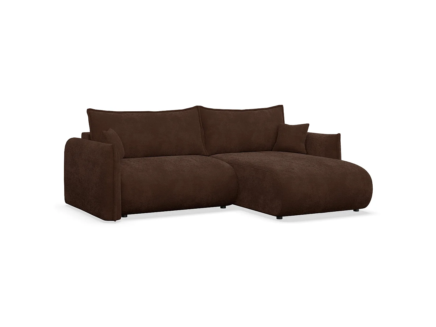 Canapé d'angle convertible – Angle à droite – chenille brun – CUSHI
