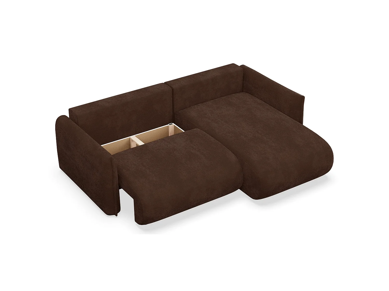 Canapé d'angle convertible – Angle à droite – chenille brun – CUSHI