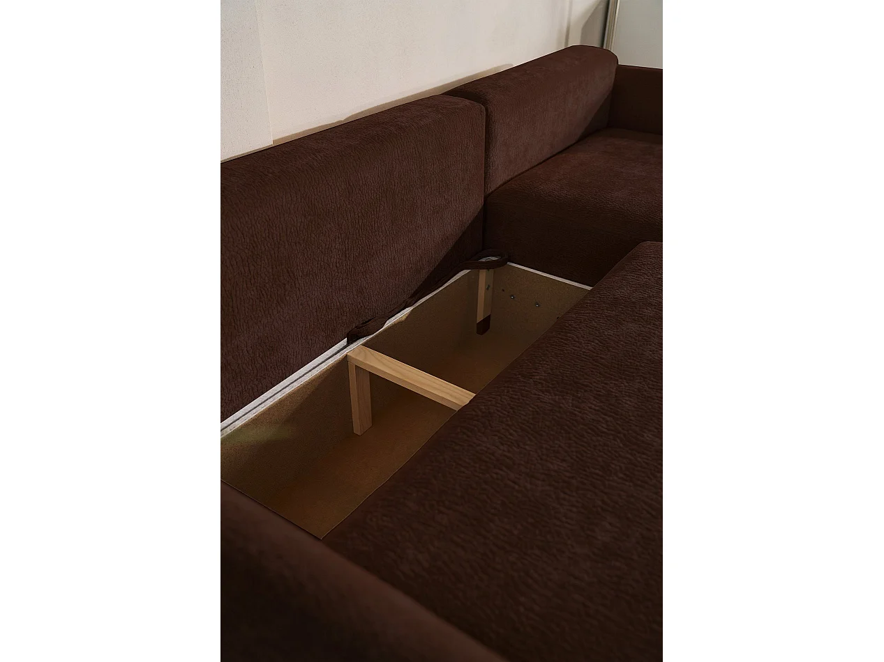 Canapé d'angle convertible – Angle à droite – chenille brun – CUSHI