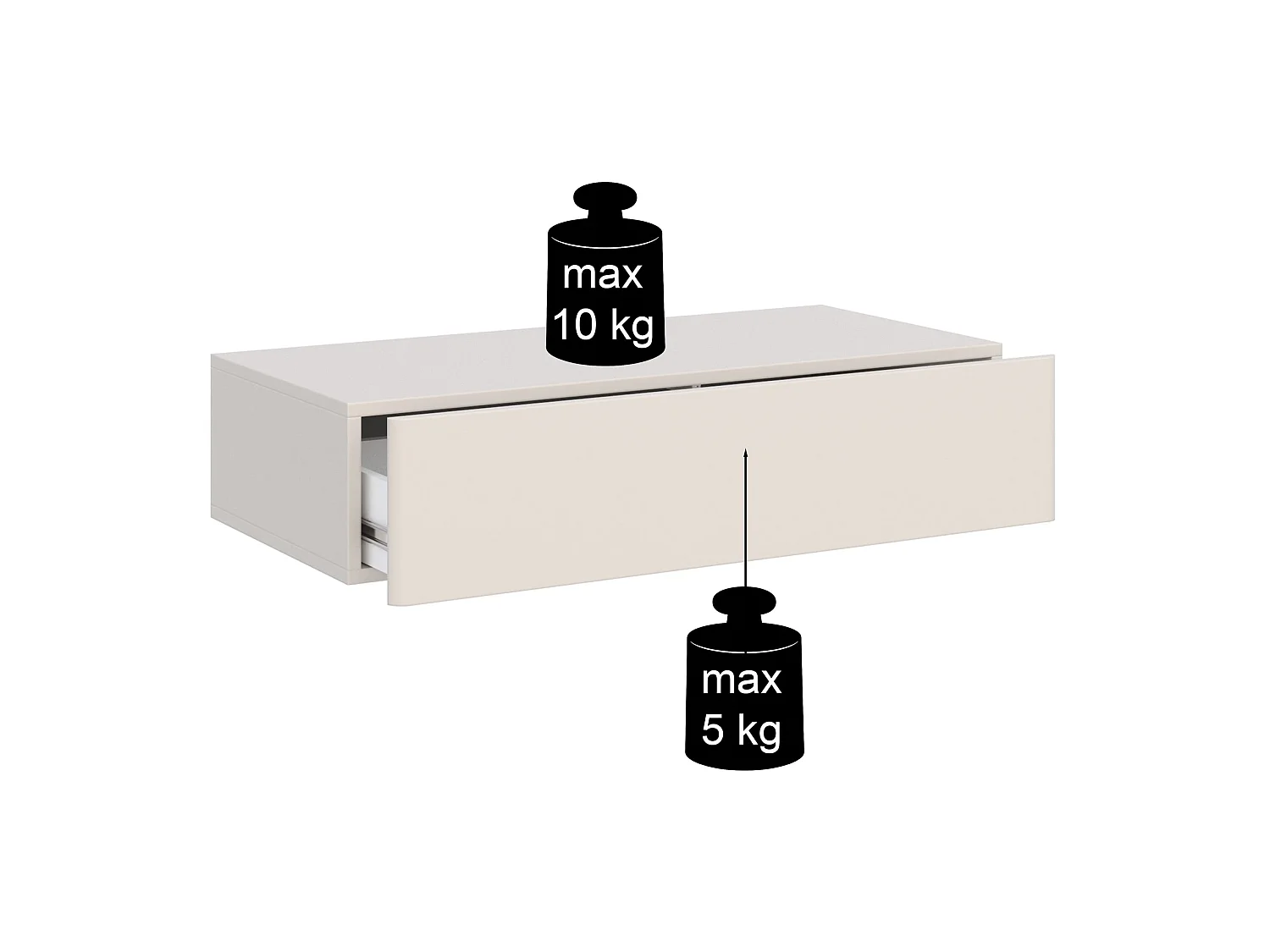 Wandkonsole mit Schublade - Weiß - 90 cm - OLIO