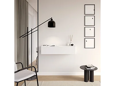 Wandkonsole mit Schublade - Weiß - 90 cm - OLIO