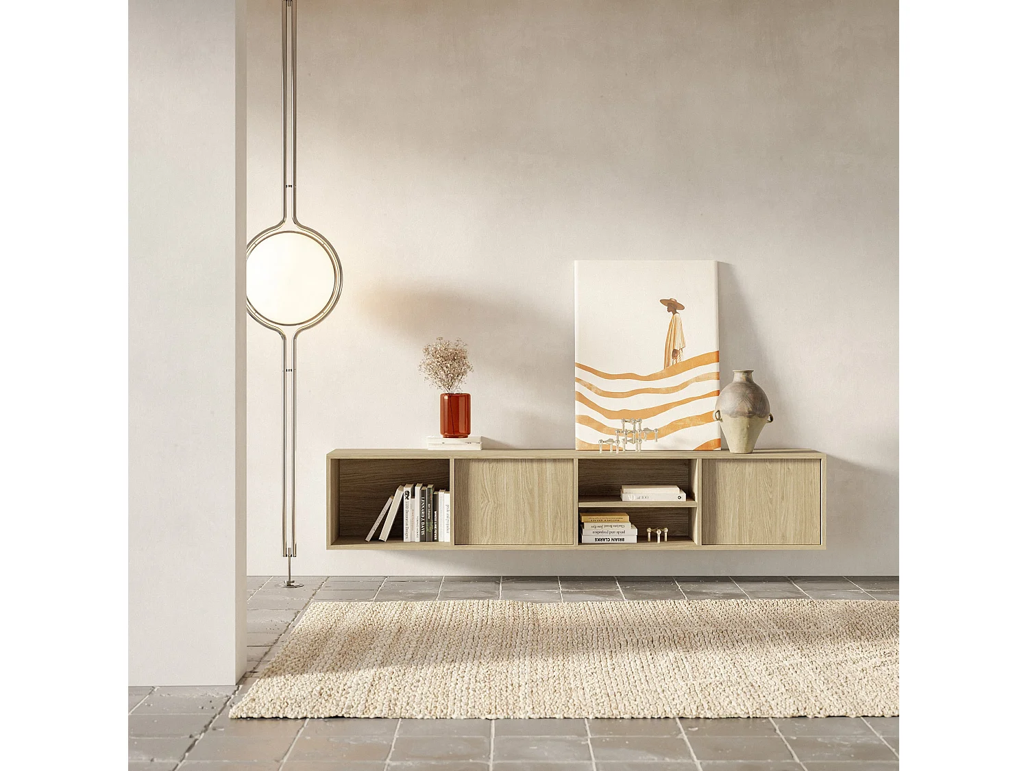 TV-Hängeboard 2-türig - geölte Eiche - 200 cm - Sanva