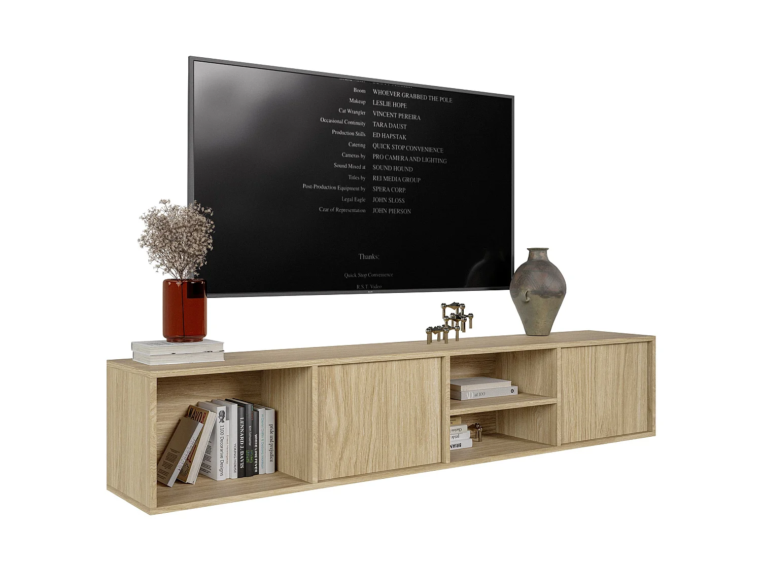 TV-Hängeboard 2-türig - geölte Eiche - 200 cm - Sanva