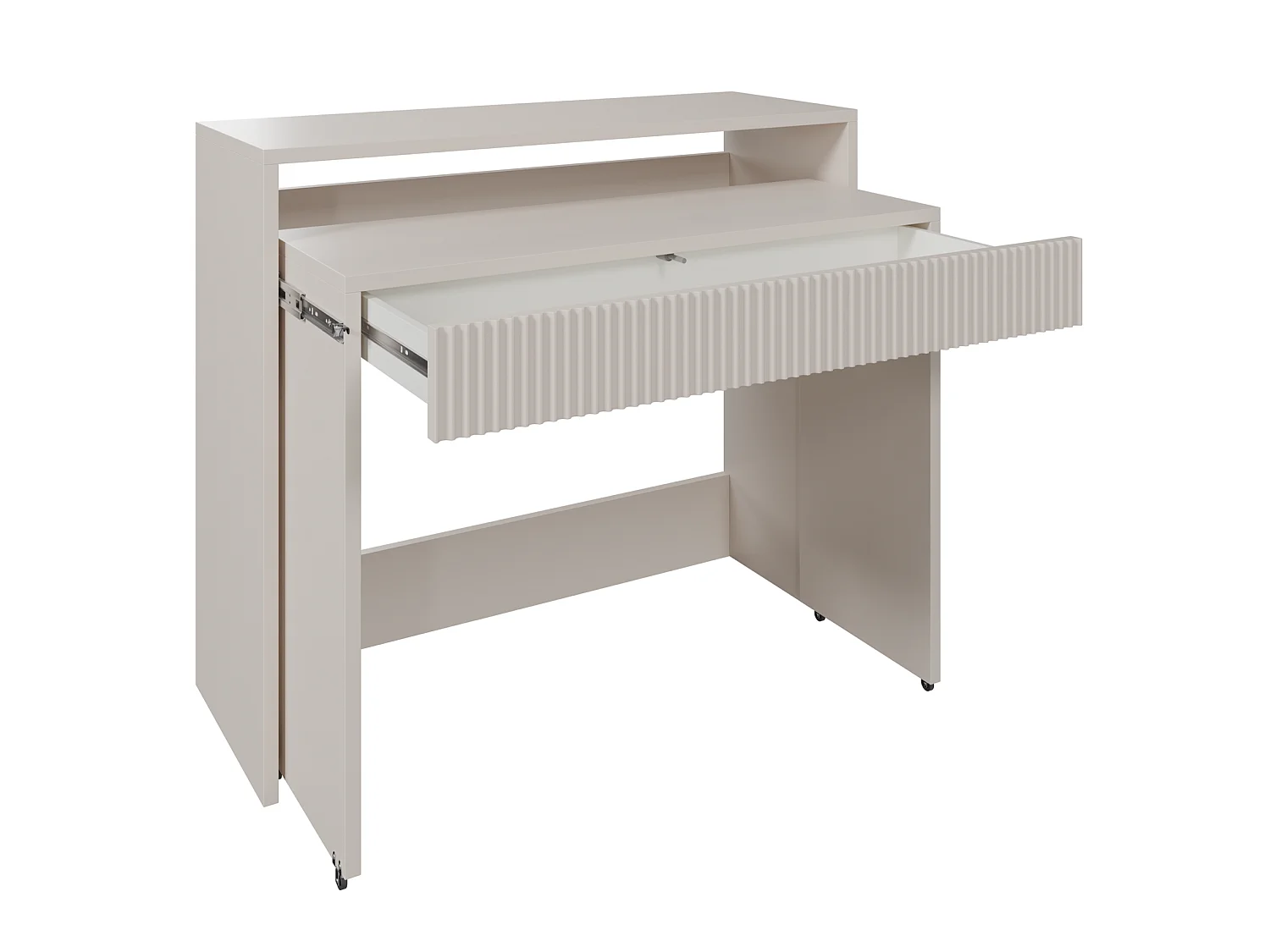 Ausziehbarer Schreibtisch mit Schublade und Riffeln - Kaschmir - 98 cm - ZOOM