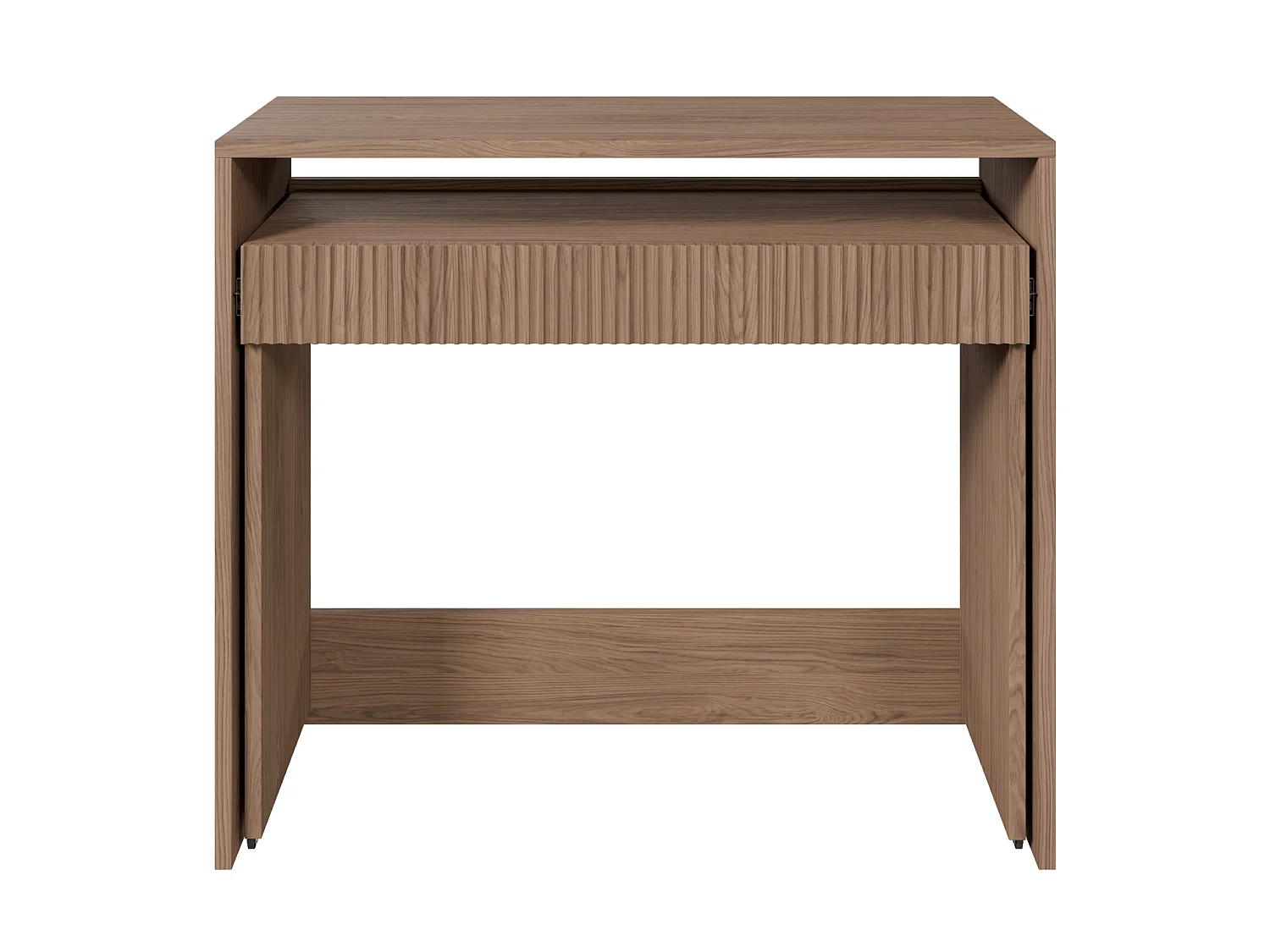 Ausziehbarer Schreibtisch mit Schublade und Riffeln - Casella Eiche braun - 98 cm - ZOOM