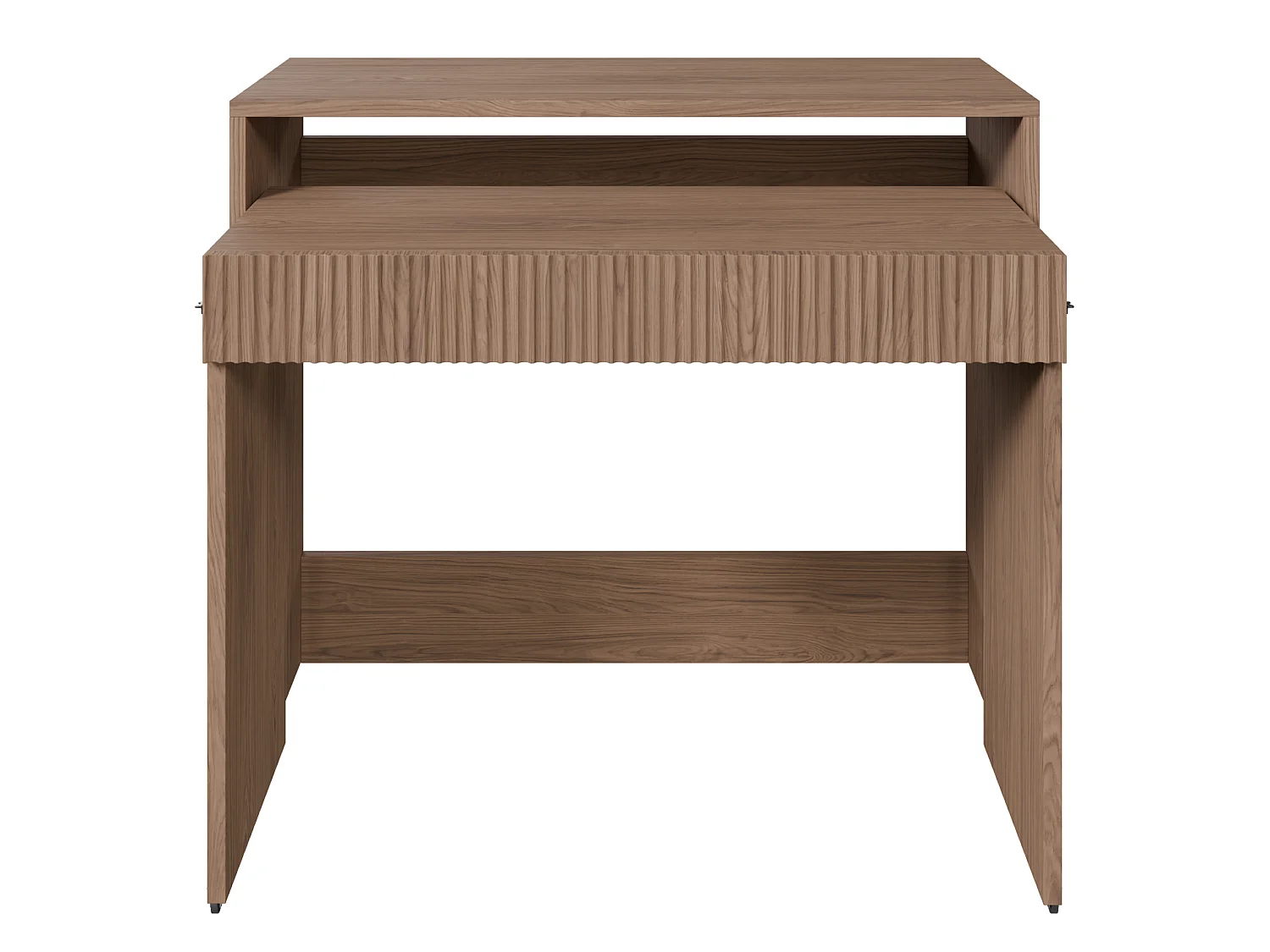 Ausziehbarer Schreibtisch mit Schublade und Riffeln - Casella Eiche braun - 98 cm - ZOOM