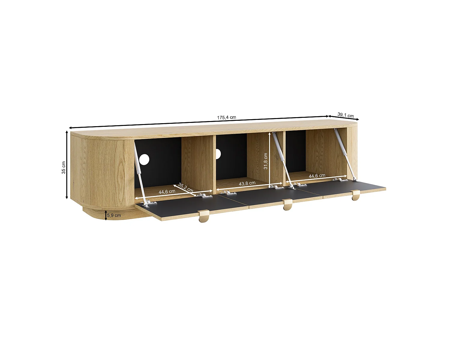 TV-Lowboard stehend 3-türig - 175 cm - CORU