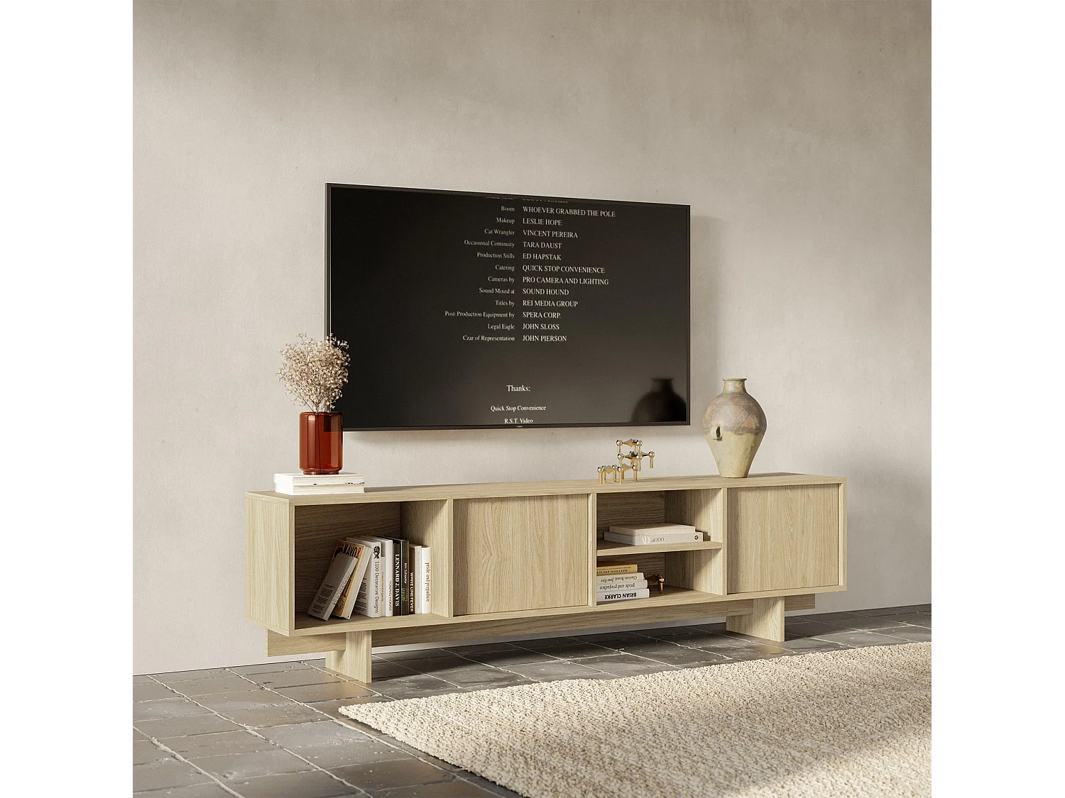 TV-Lowboard 2-türig - geölte Eiche - 200 cm - Sanva