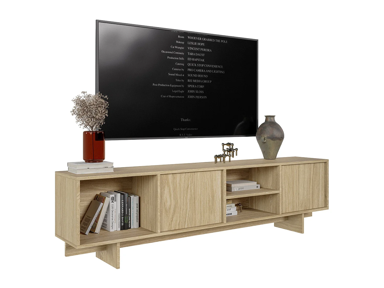 TV-Lowboard 2-türig - geölte Eiche - 200 cm - Sanva