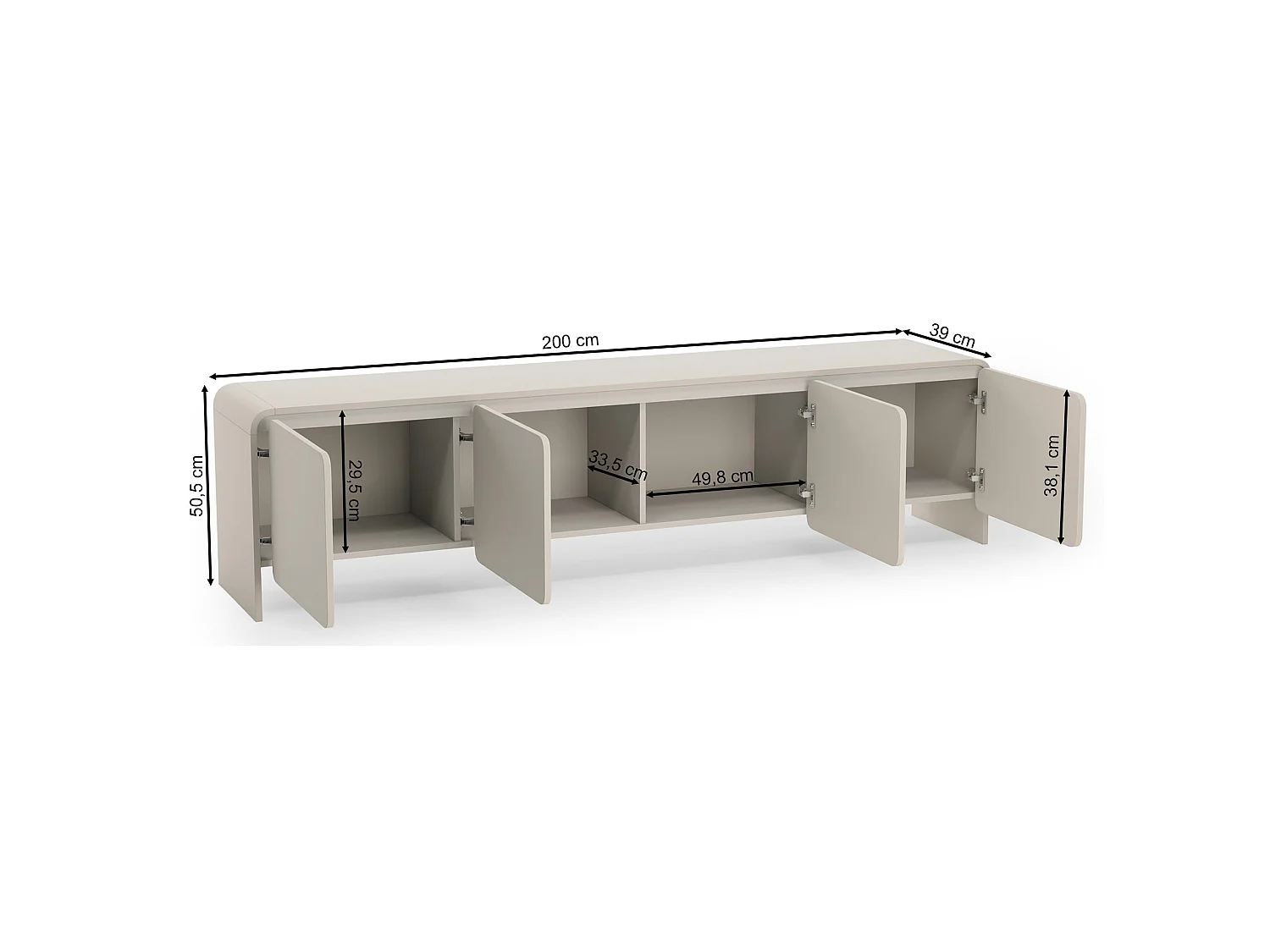 TV-Lowboard 4-türig - Kaschmir - 207 cm - LUMMO