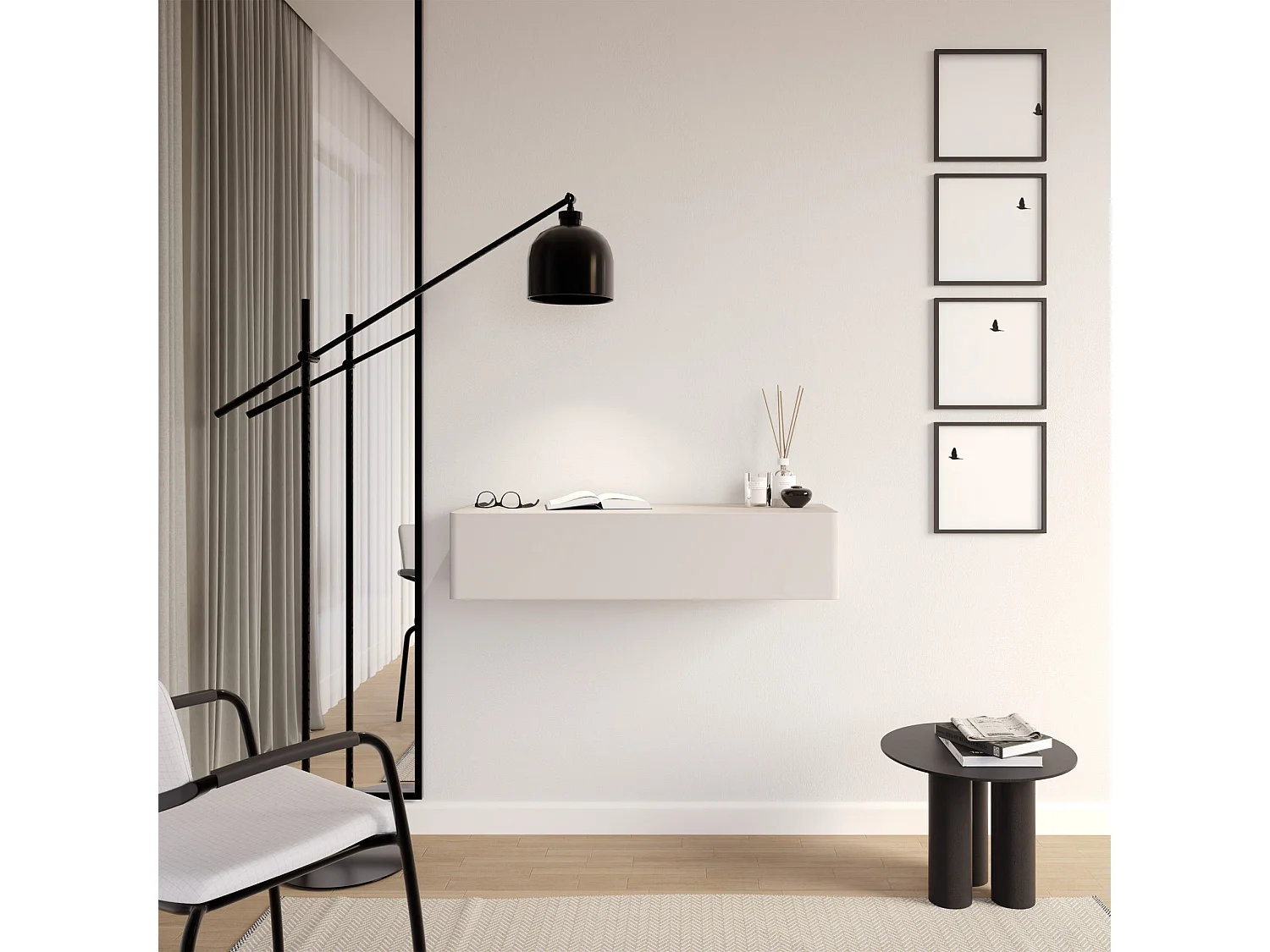Wandkonsole mit Schublade - Kaschmir - 90 cm - OLIO