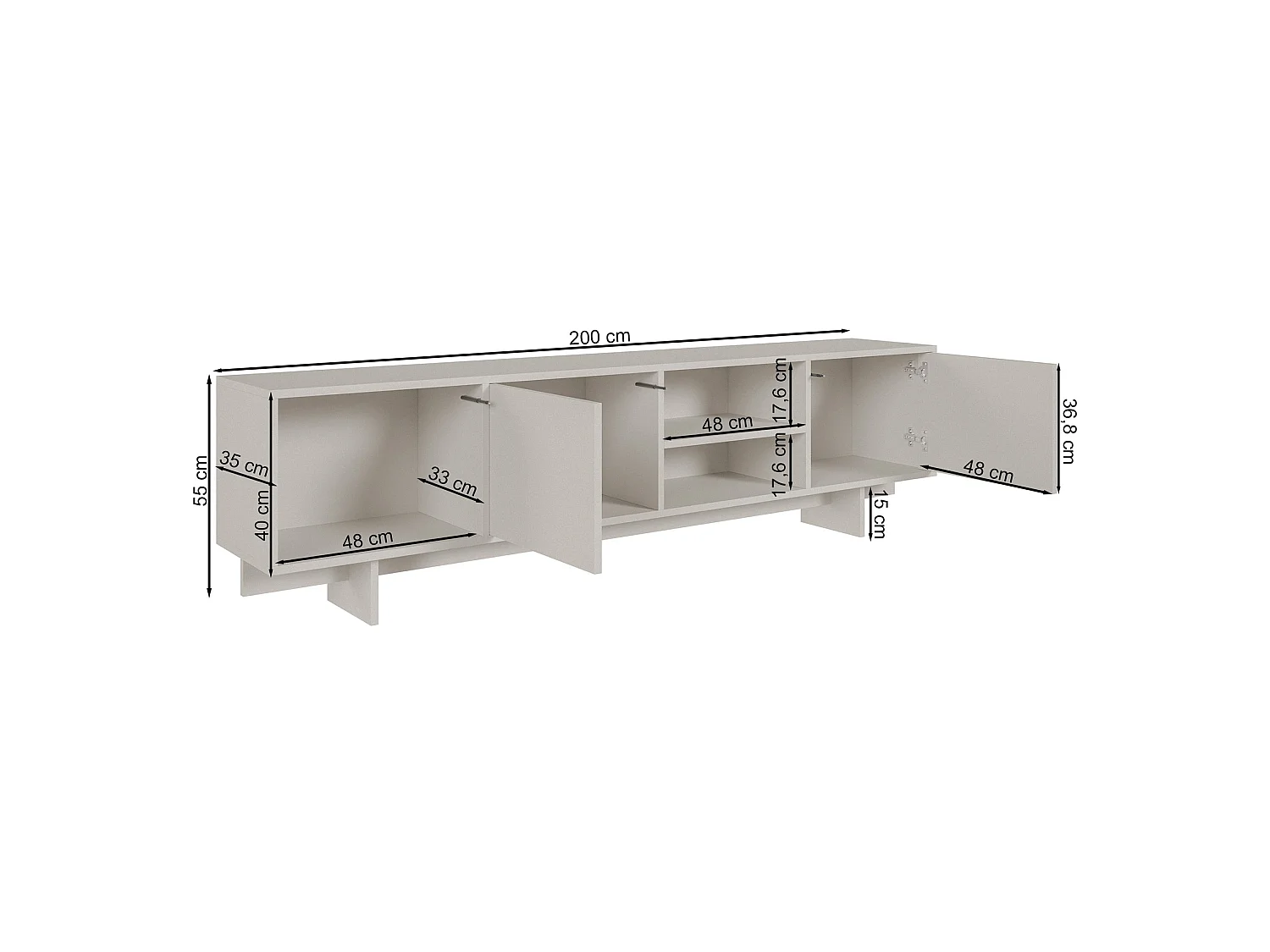TV-Lowboard 2-türig - Kaschmir - 200 cm - Sanva