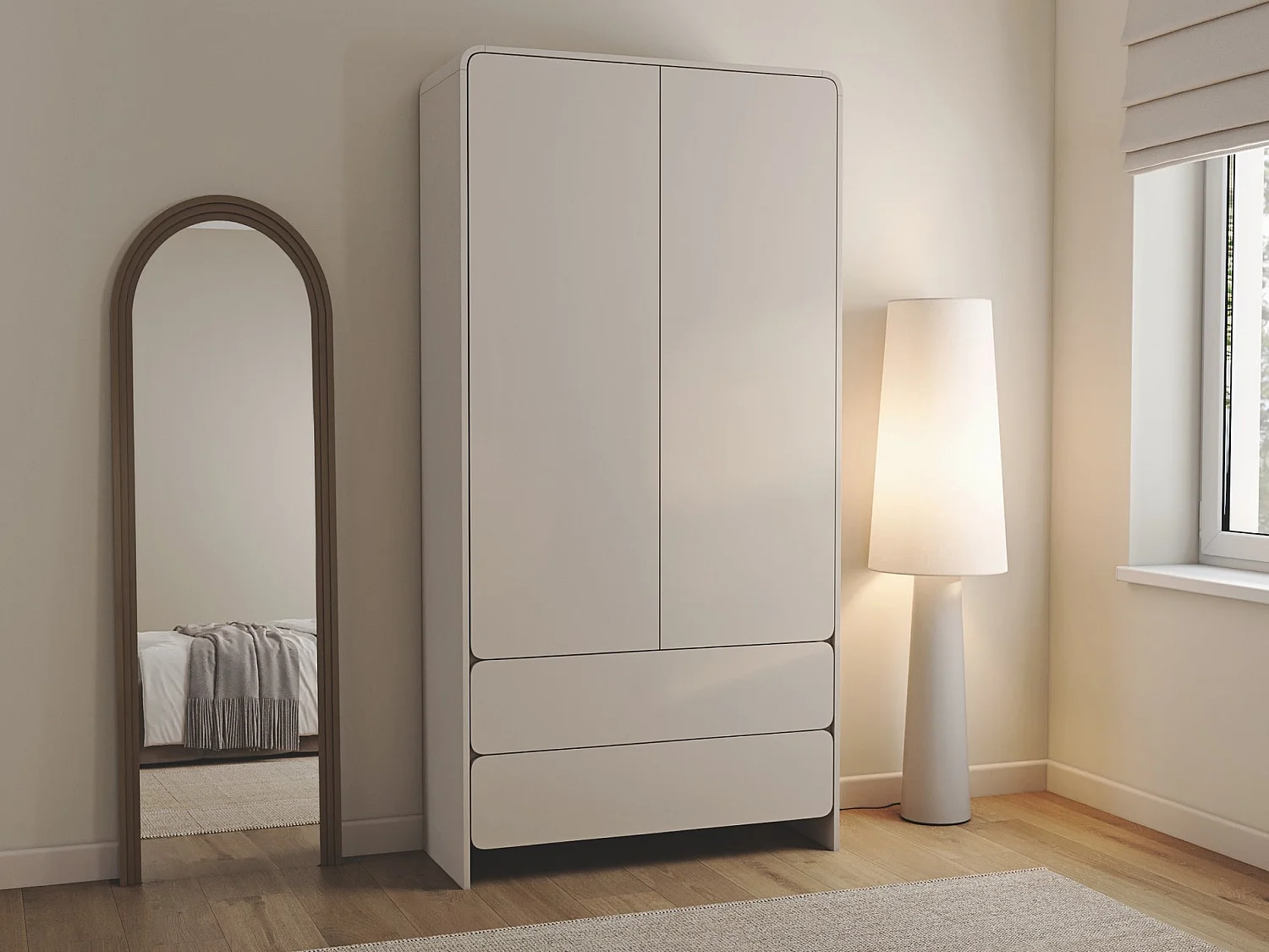 Kledingkast met 2 deuren en 2 lades – kasjmier – 100 cm – LUMMO