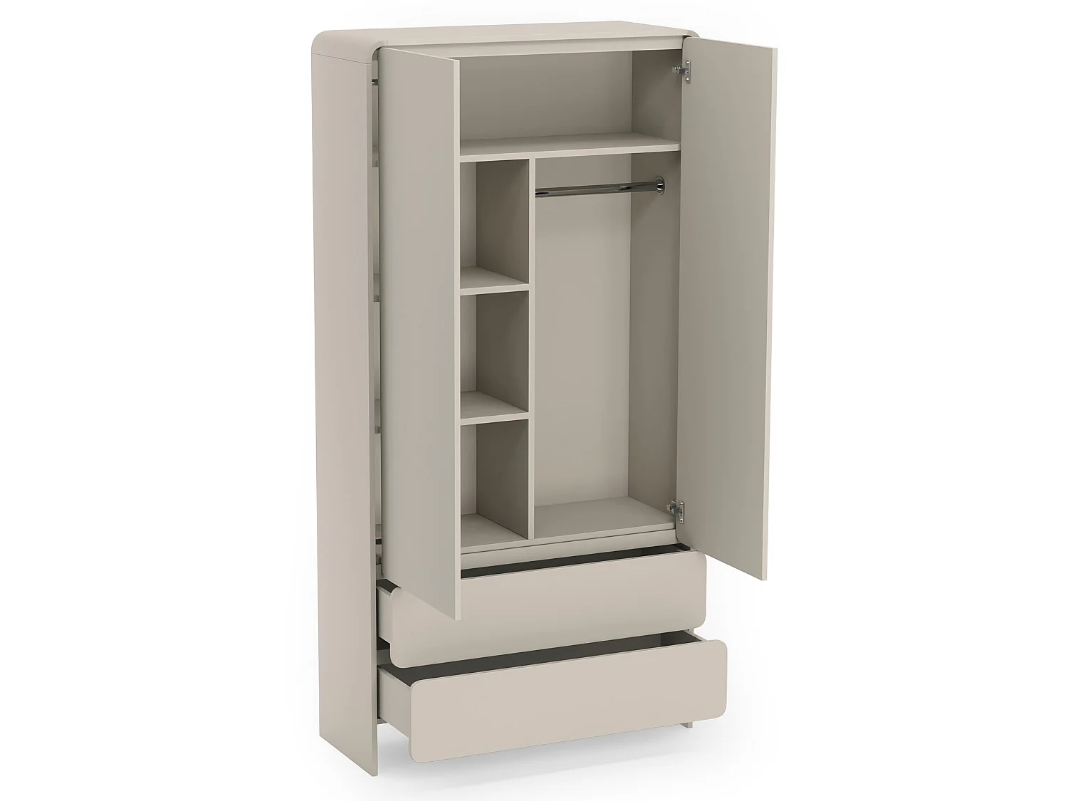 Kledingkast met 2 deuren en 2 lades – kasjmier – 100 cm – LUMMO