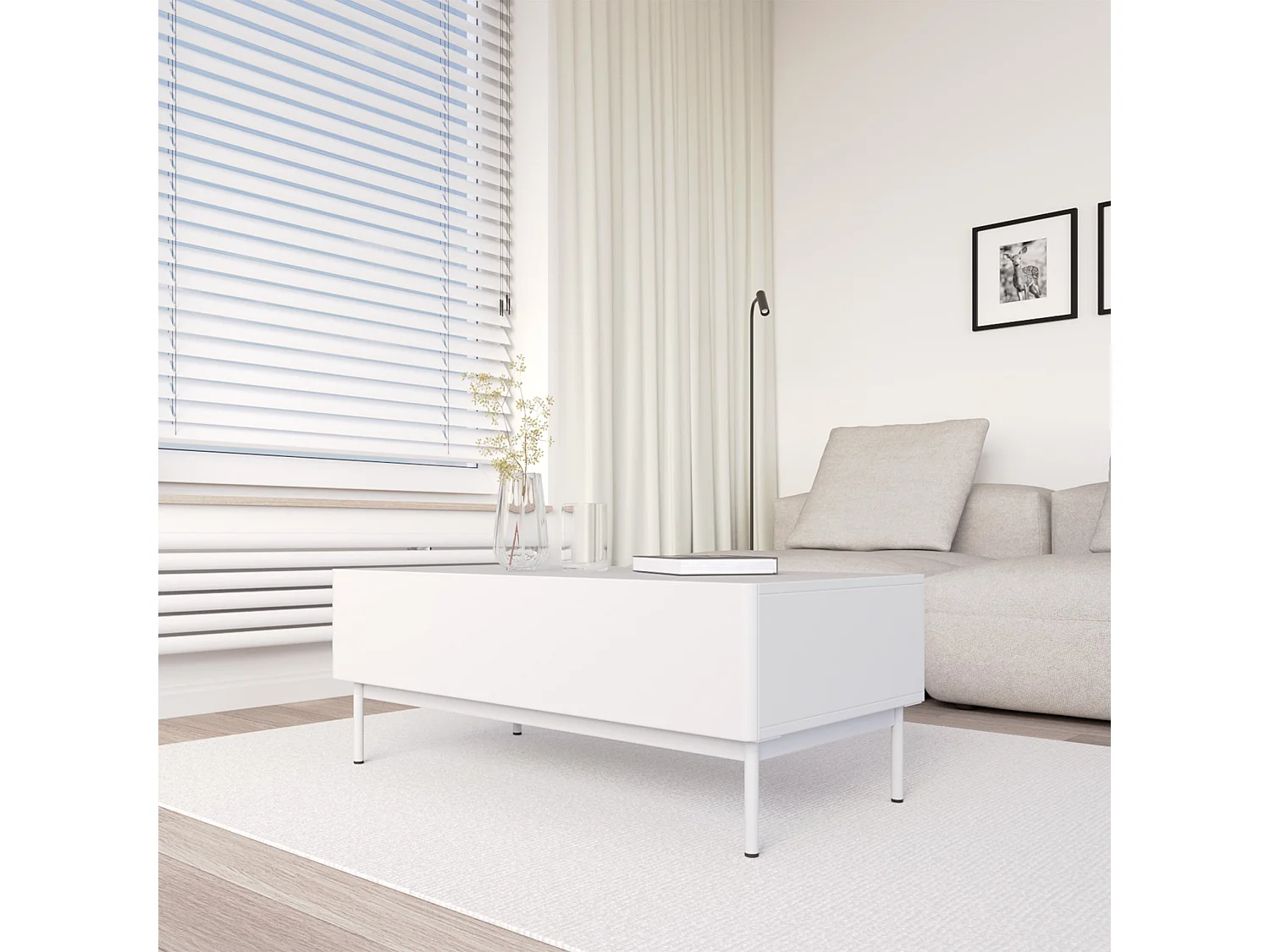 Couchtisch mit zwei Klappen – weiß – 100x53 cm – OLIO
